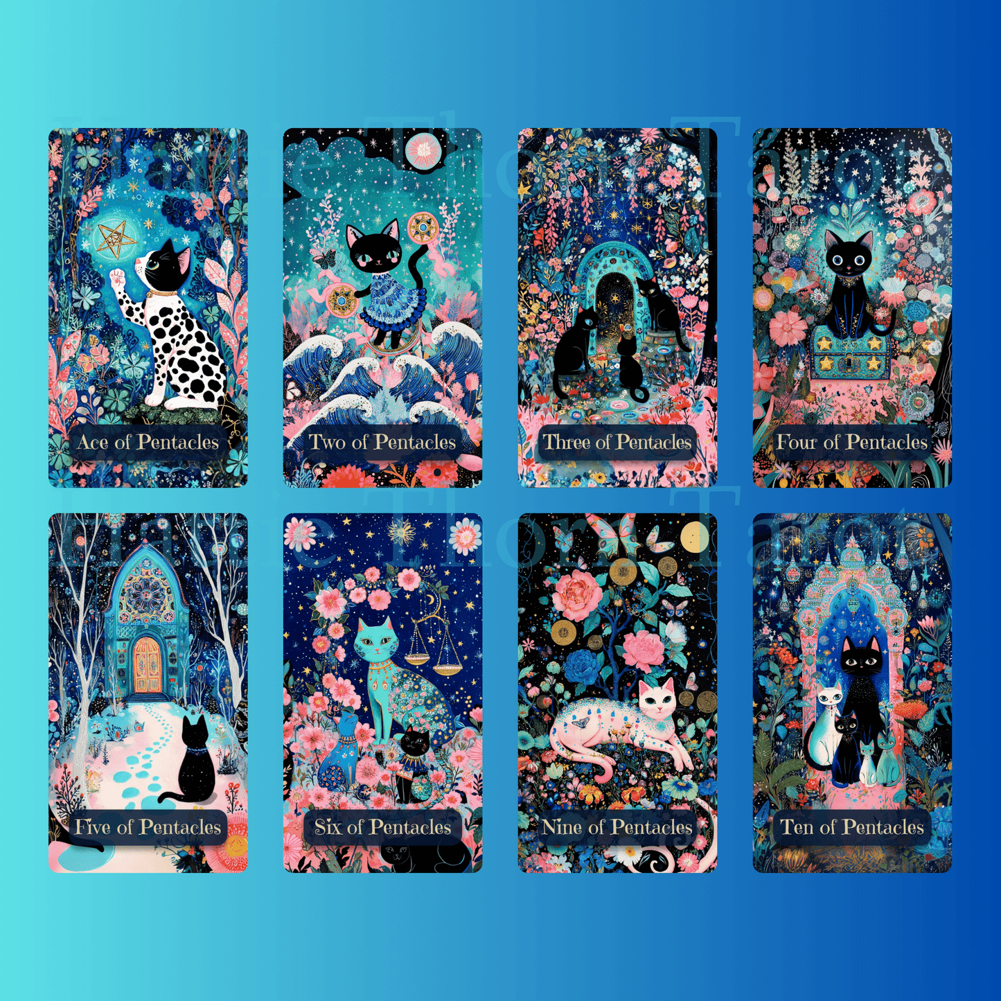 Celestial Cats Tarot 🐾 A 78 - card deck of pastel starlight and feline grace — where moonlit paws wander through the constellations in search of quiet magic. - Hattie Thorn Tarot