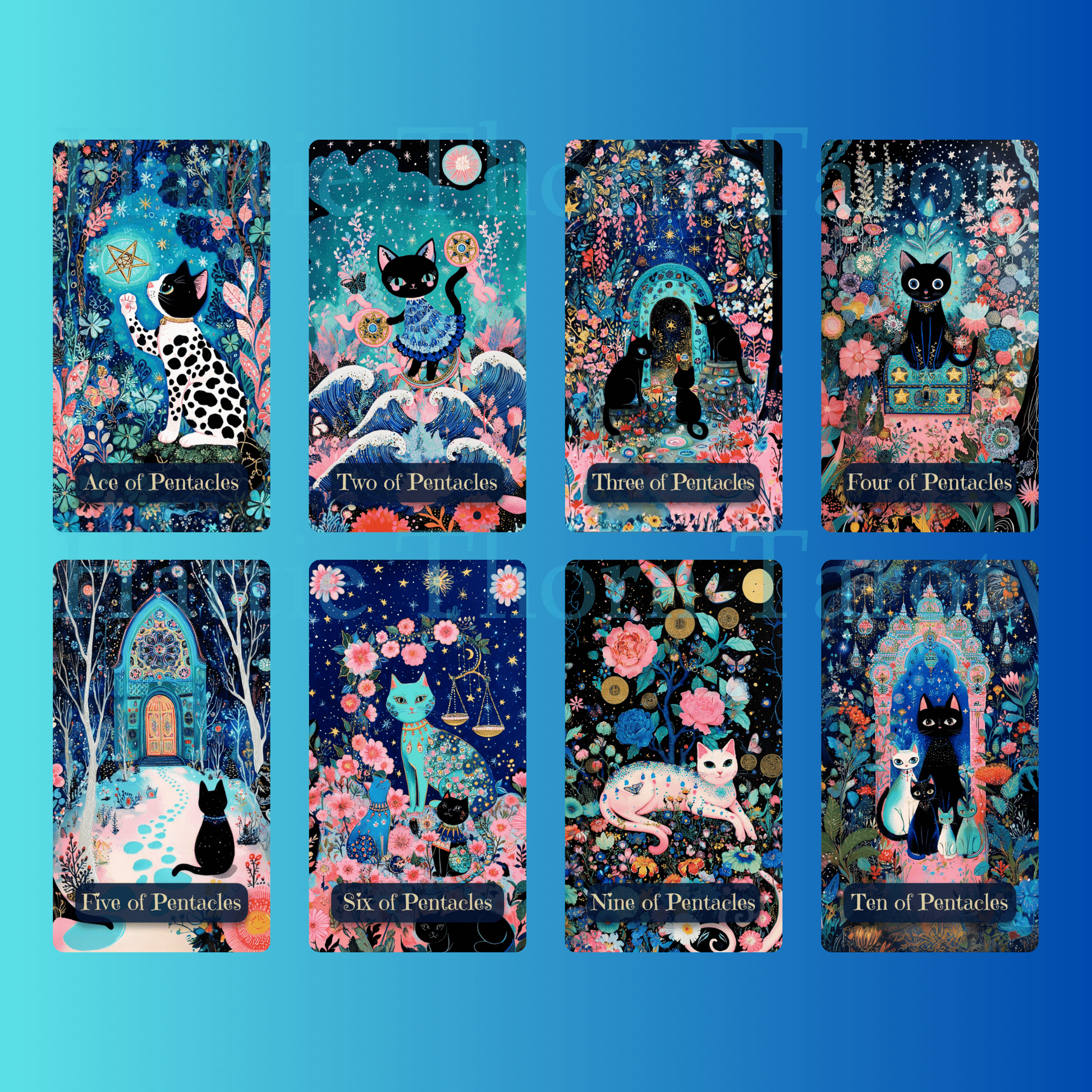 Celestial Cats Tarot 🐾 A 78 - card deck of pastel starlight and feline grace — where moonlit paws wander through the constellations in search of quiet magic. - Hattie Thorn Tarot