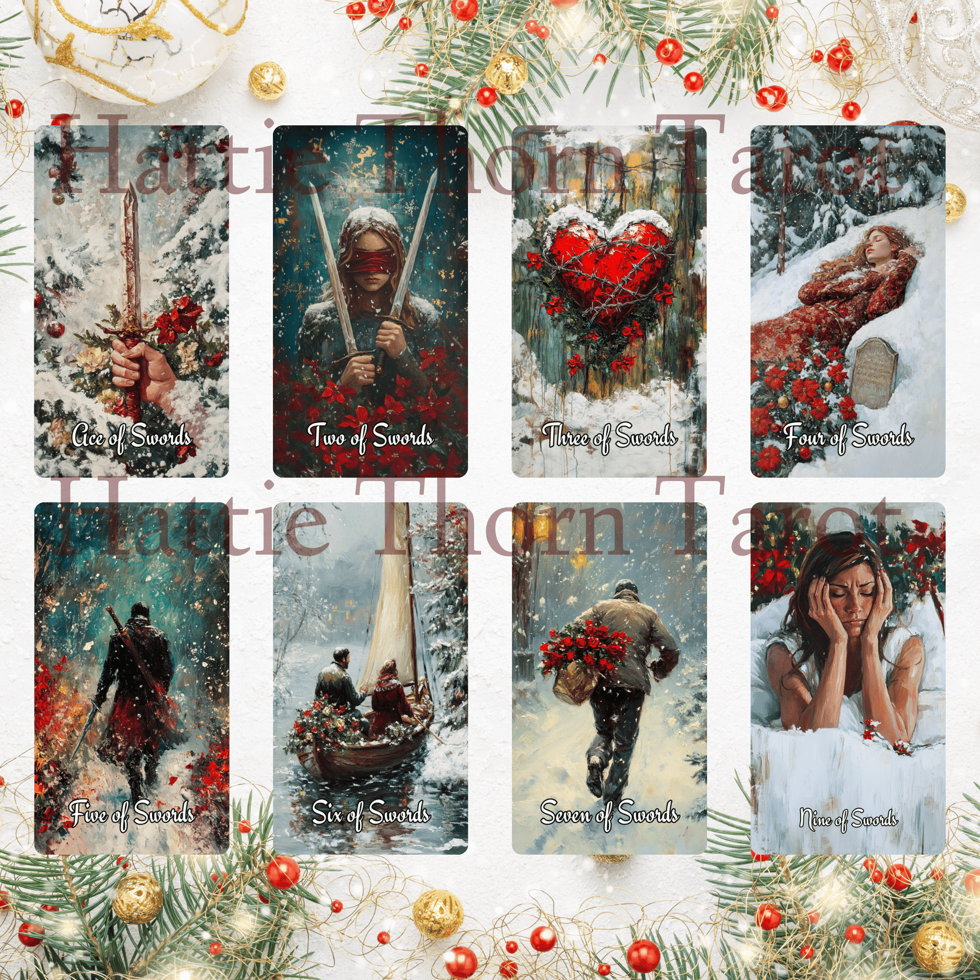 Christmas Spirit Tarot 🎄 A 78 - card holiday deck of joy, insight, and magical seasonal guidance - Hattie Thorn Tarot