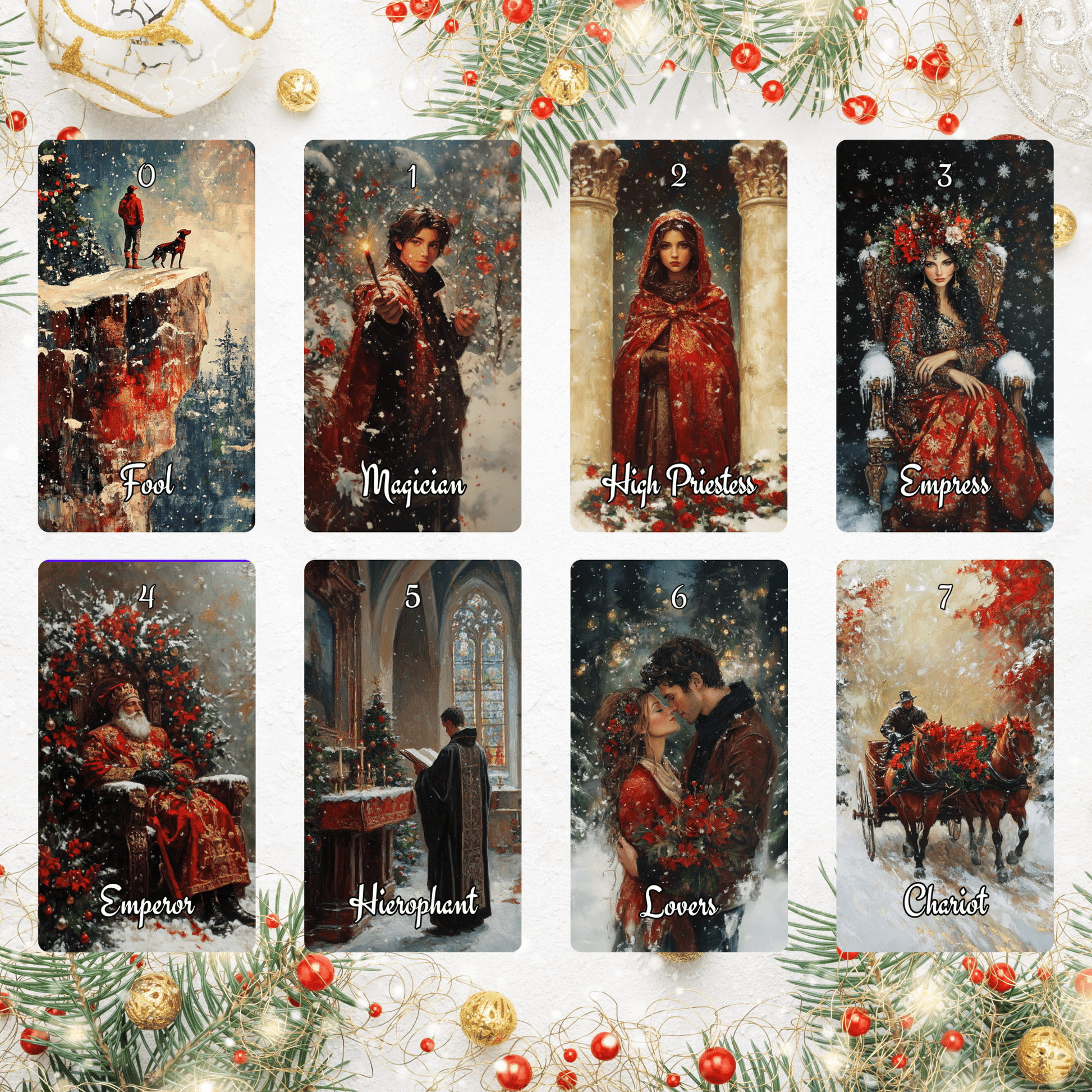 Christmas Spirit Tarot 🎄 A 78 - card holiday deck of joy, insight, and magical seasonal guidance - Hattie Thorn Tarot