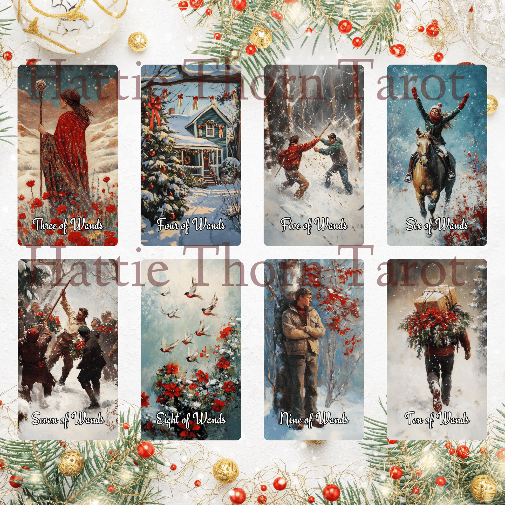 Christmas Spirit Tarot 🎄 A 78 - card holiday deck of joy, insight, and magical seasonal guidance - Hattie Thorn Tarot