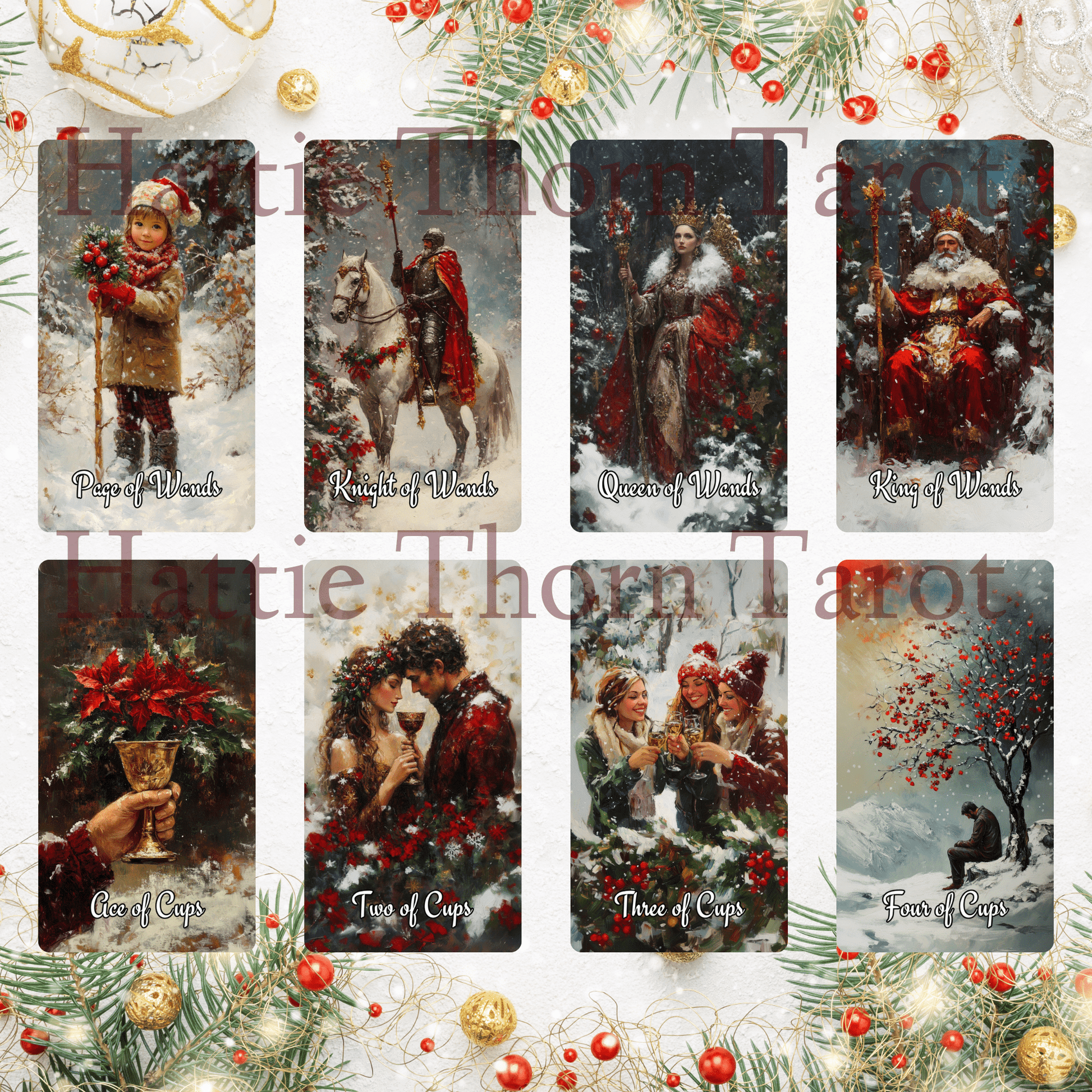 Christmas Spirit Tarot 🎄 A 78 - card holiday deck of joy, insight, and magical seasonal guidance - Hattie Thorn Tarot