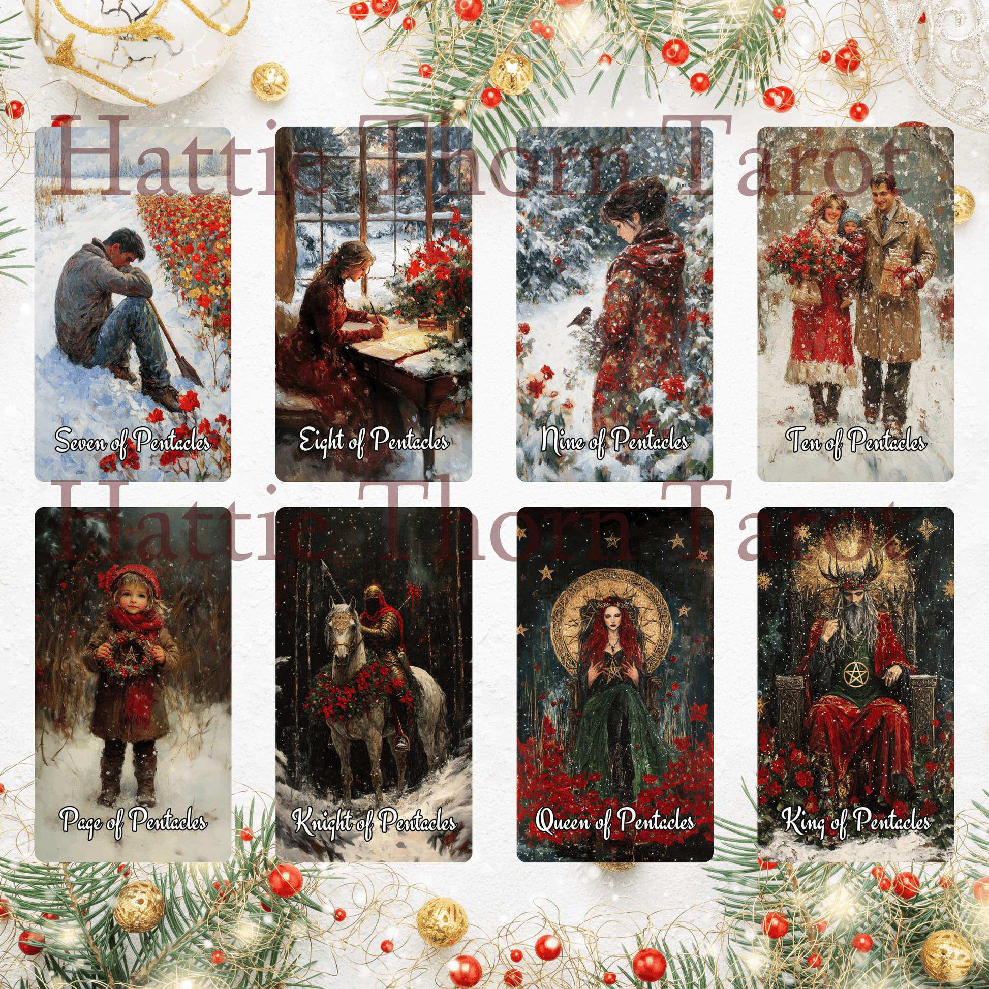 Christmas Spirit Tarot 🎄 A 78 - card holiday deck of joy, insight, and magical seasonal guidance - Hattie Thorn Tarot
