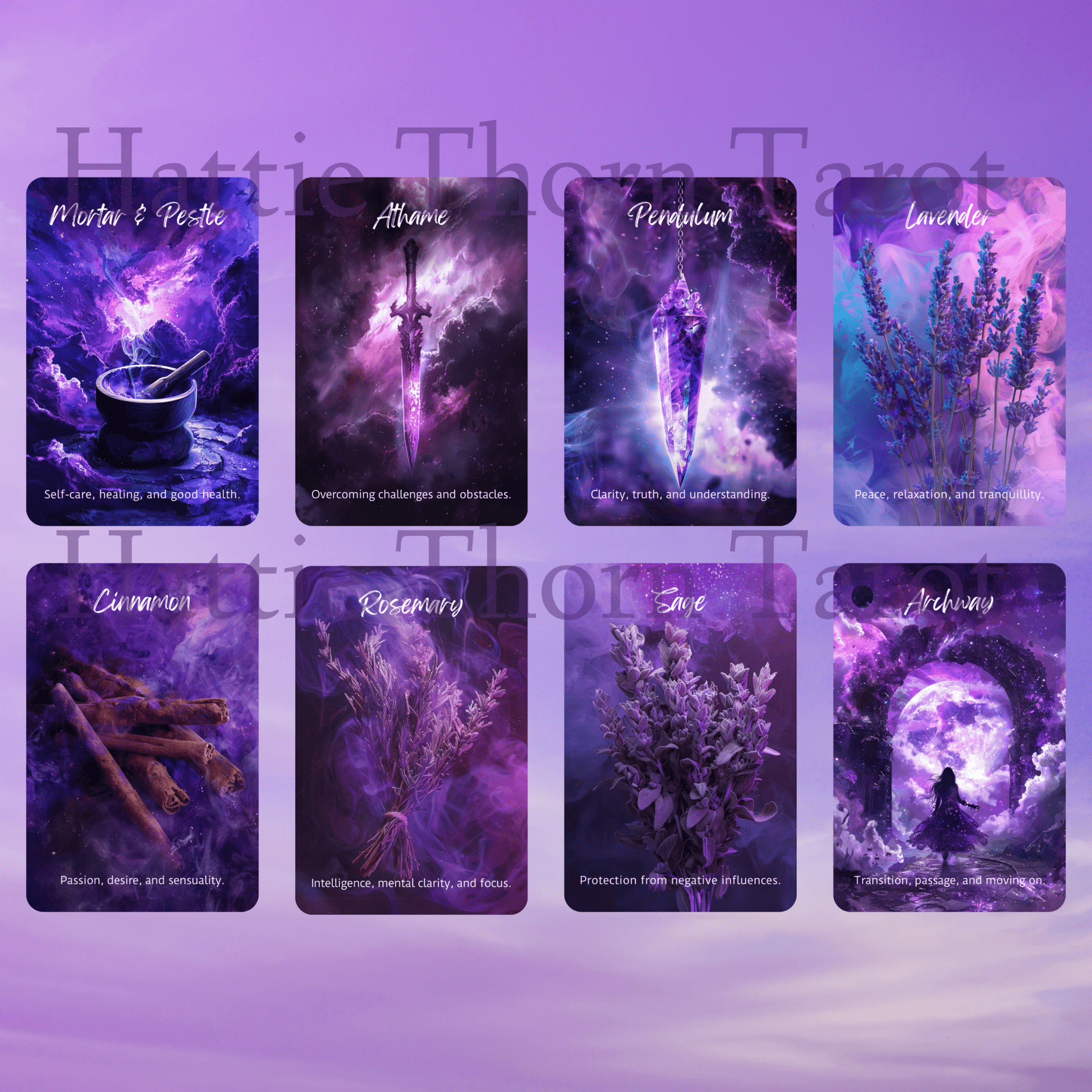 Cosmic Witch Oracle 🔮 A 45 - card oracle deck with mystical purple hues and starlit intuition - Hattie Thorn Tarot