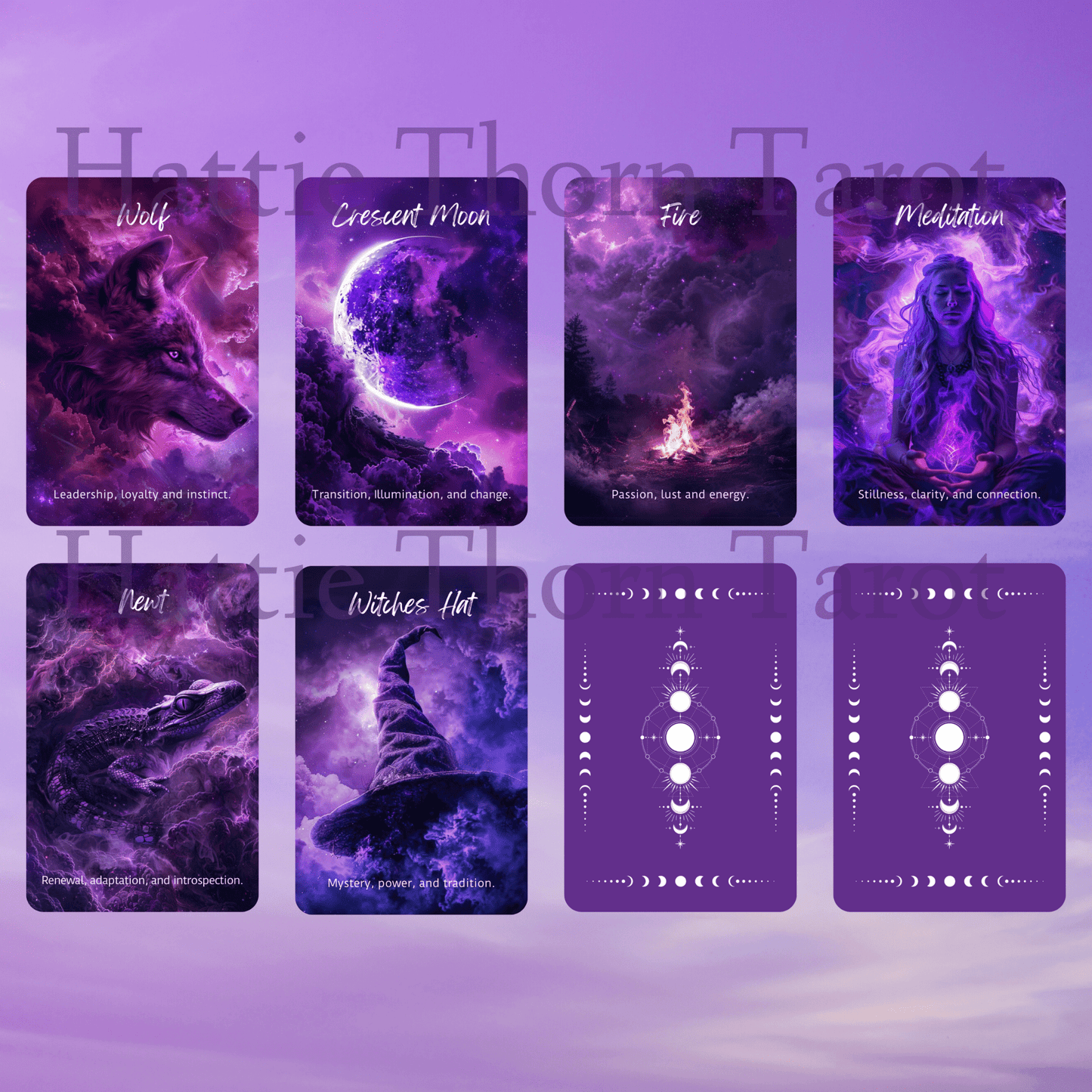 Cosmic Witch Oracle 🔮 A 45 - card oracle deck with mystical purple hues and starlit intuition - Hattie Thorn Tarot