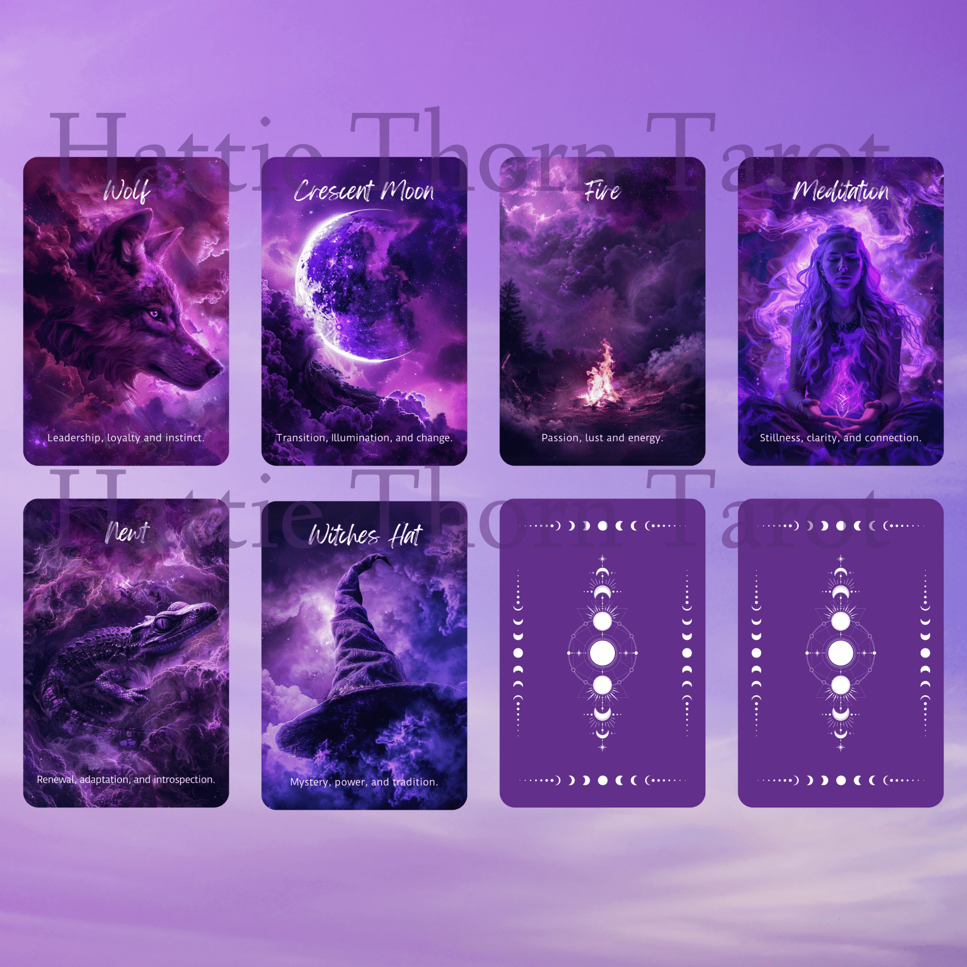 Cosmic Witch Oracle 🔮 A 45 - card oracle deck with mystical purple hues and starlit intuition - Hattie Thorn Tarot