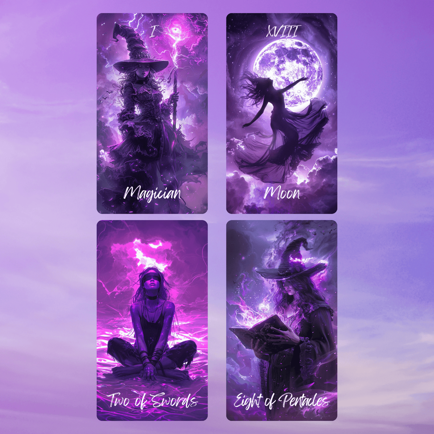 Cosmic Witch Tarot 🔮 A 78 - card tarot deck shimmering with moonlight, mysticism, and witchy wonder - Hattie Thorn Tarot
