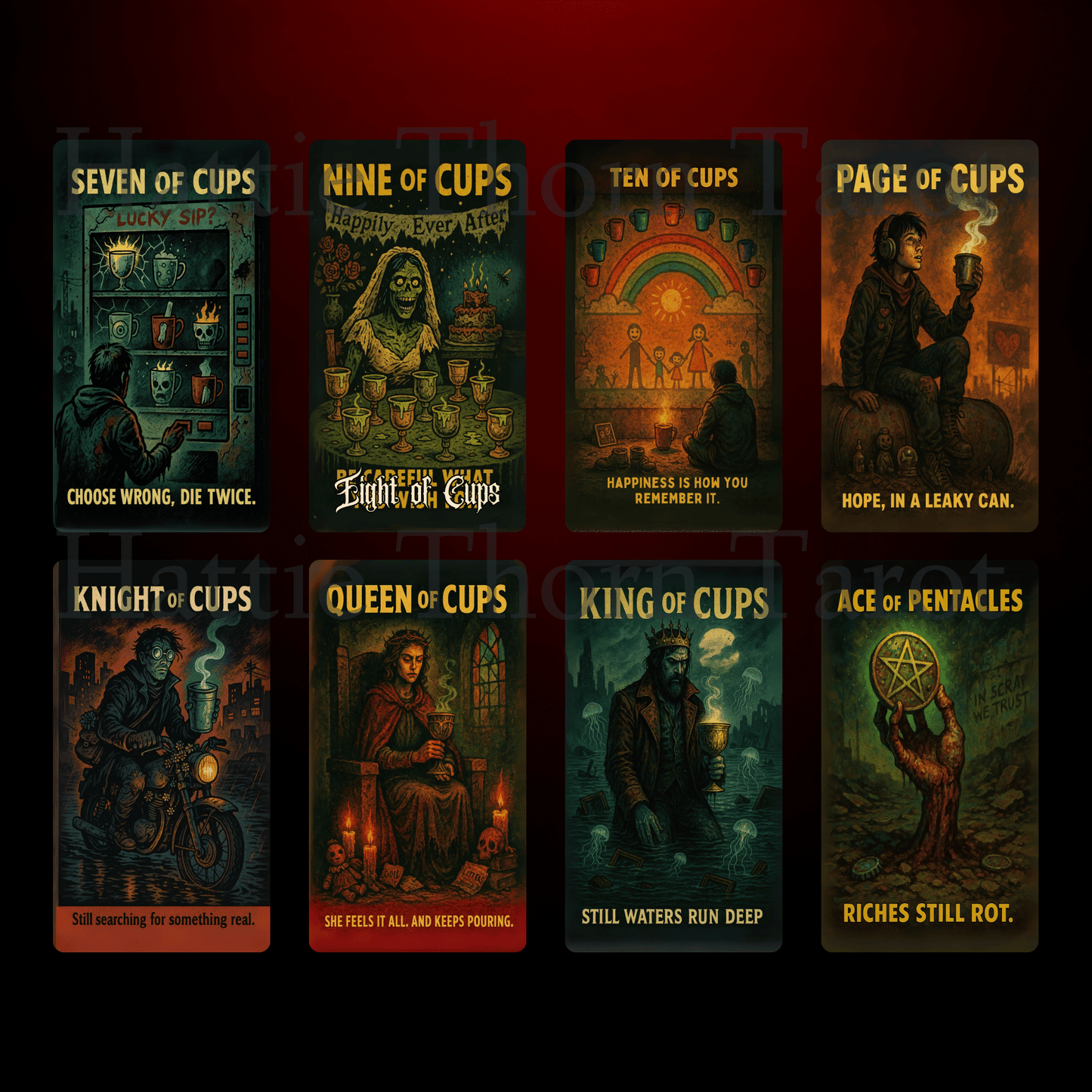 Deck of the Undead 🧠 A 1950s B - movie tarot deck where the apocalypse is low - budget... but high drama. - Hattie Thorn Tarot