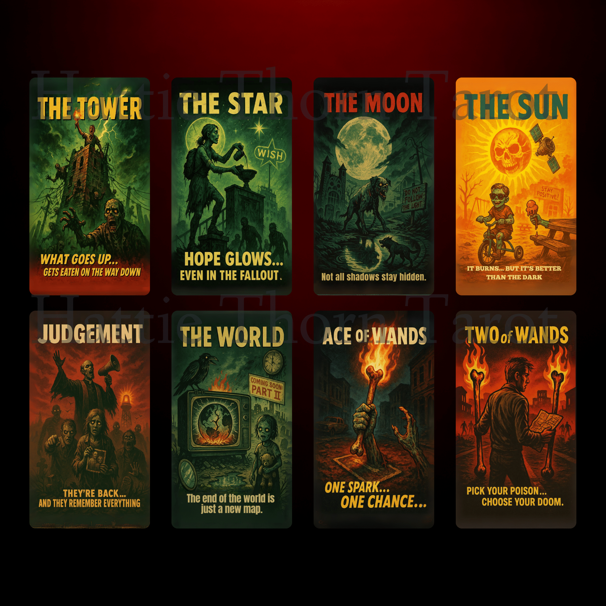 Deck of the Undead 🧠 A 1950s B - movie tarot deck where the apocalypse is low - budget... but high drama. - Hattie Thorn Tarot