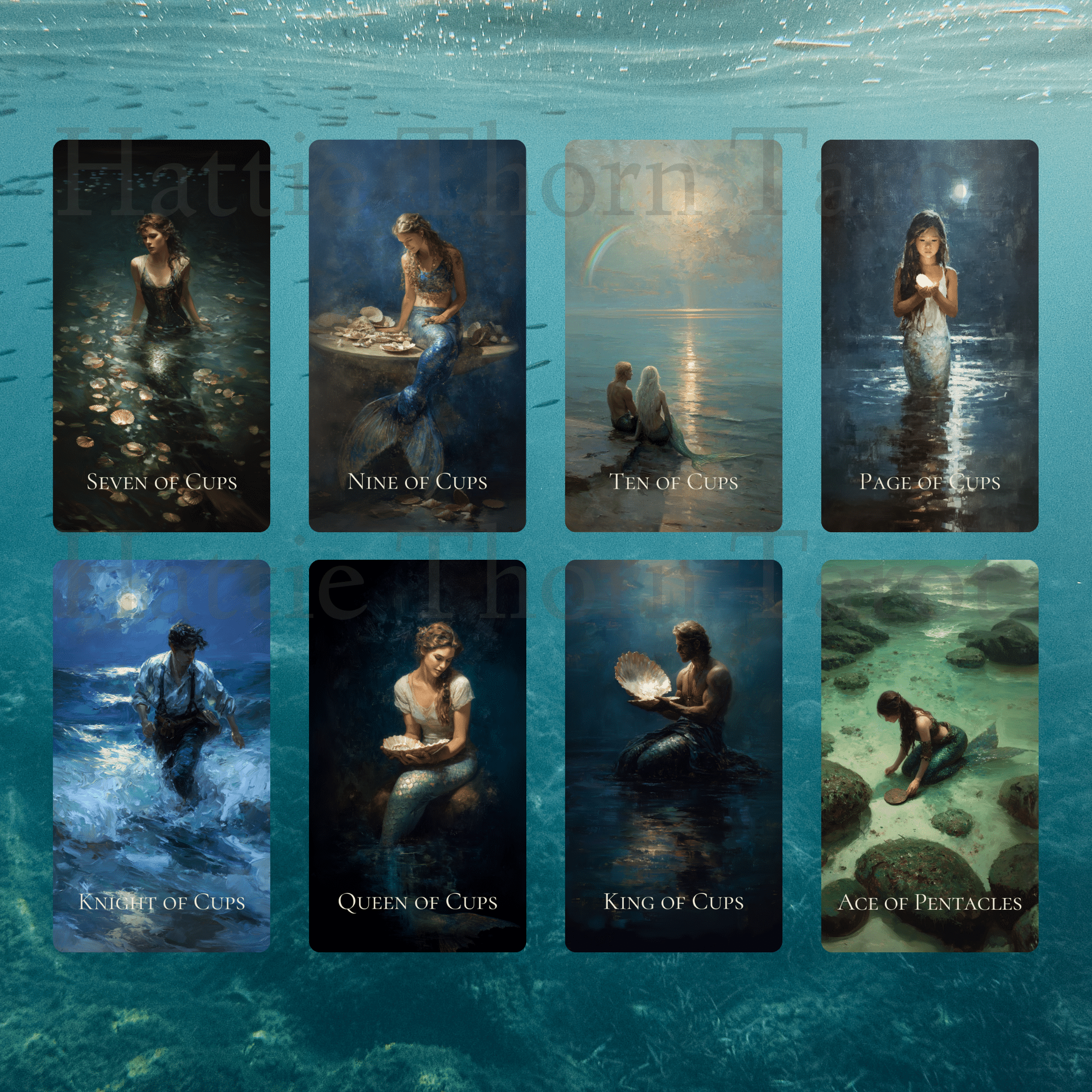 Enchanted Shores Tarot & Oracle 🌊 A complete ocean divination set of story, truth, and intuitive depth - Hattie Thorn Tarot