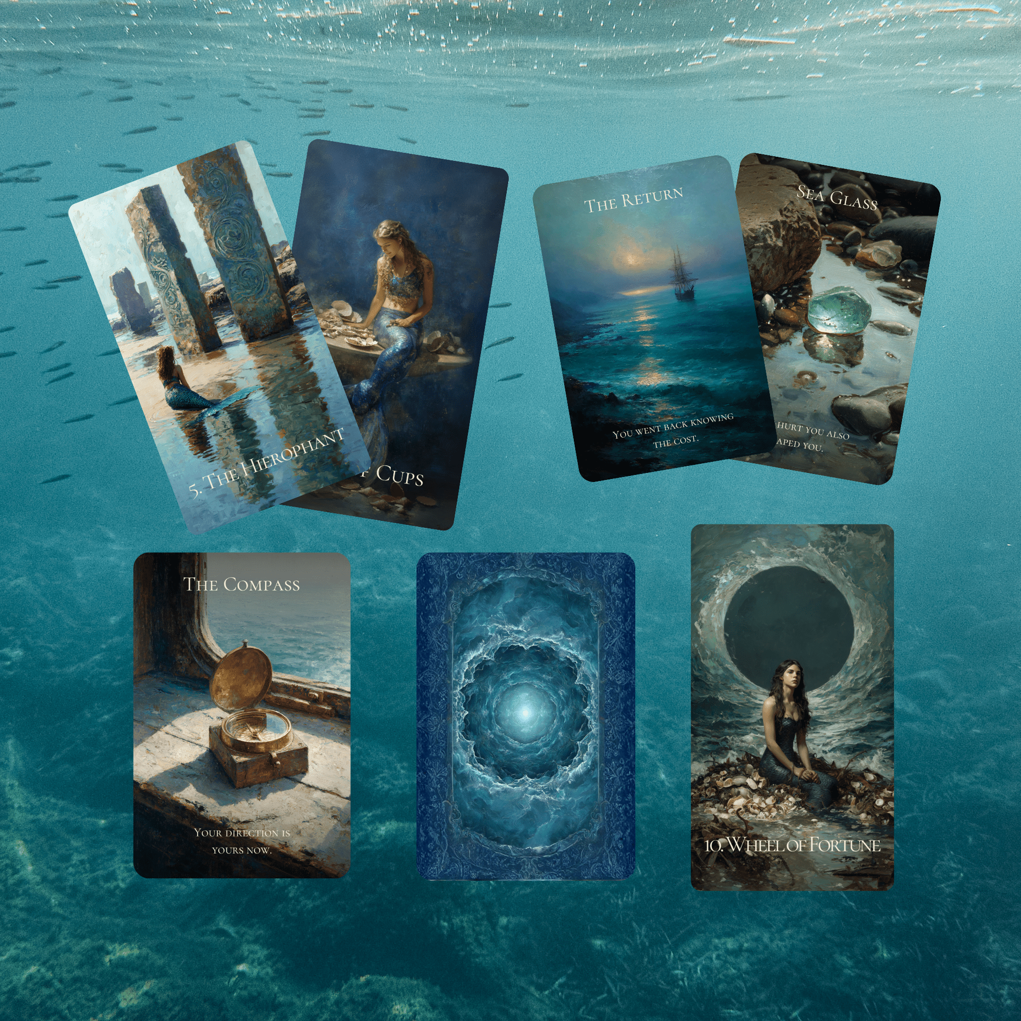 Enchanted Shores Tarot & Oracle 🌊 A complete ocean divination set of story, truth, and intuitive depth - Hattie Thorn Tarot