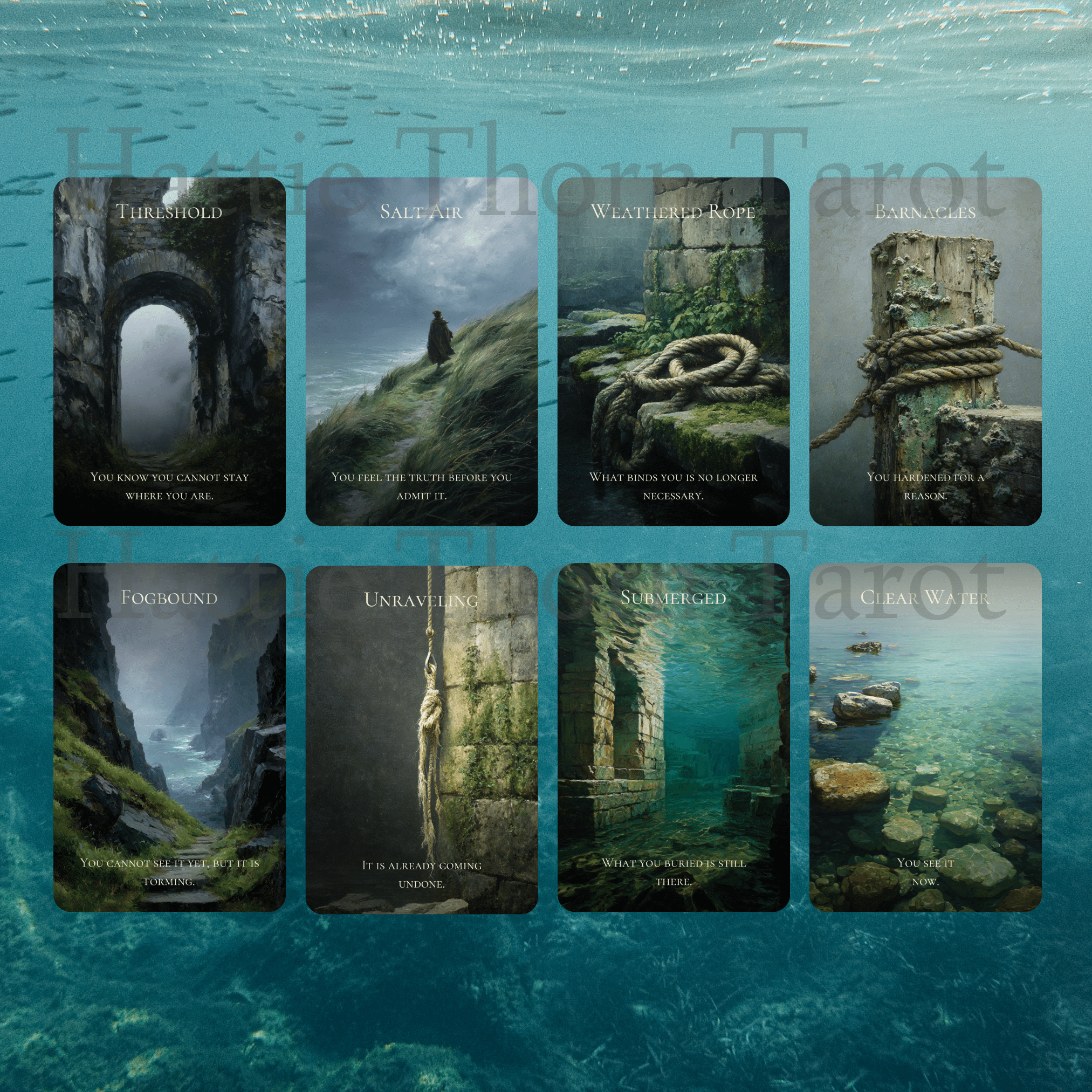 Enchanted Shores Tarot & Oracle 🌊 A complete ocean divination set of story, truth, and intuitive depth - Hattie Thorn Tarot