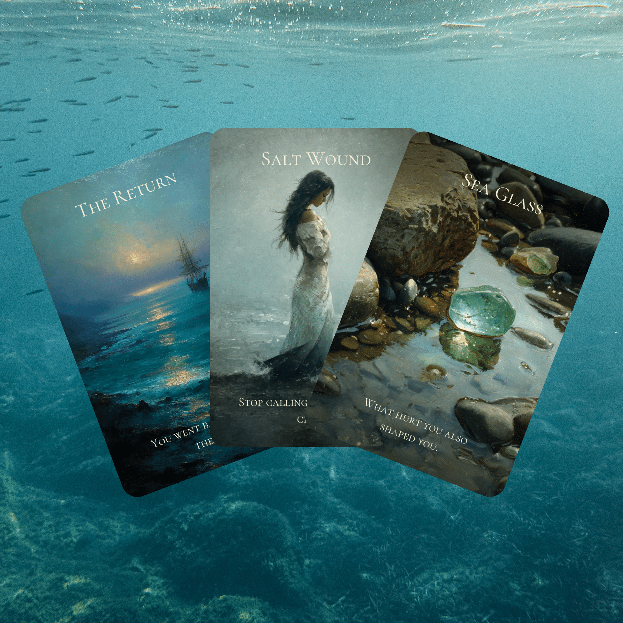 Enchanted Shores Tarot & Oracle 🌊 A complete ocean divination set of story, truth, and intuitive depth - Hattie Thorn Tarot