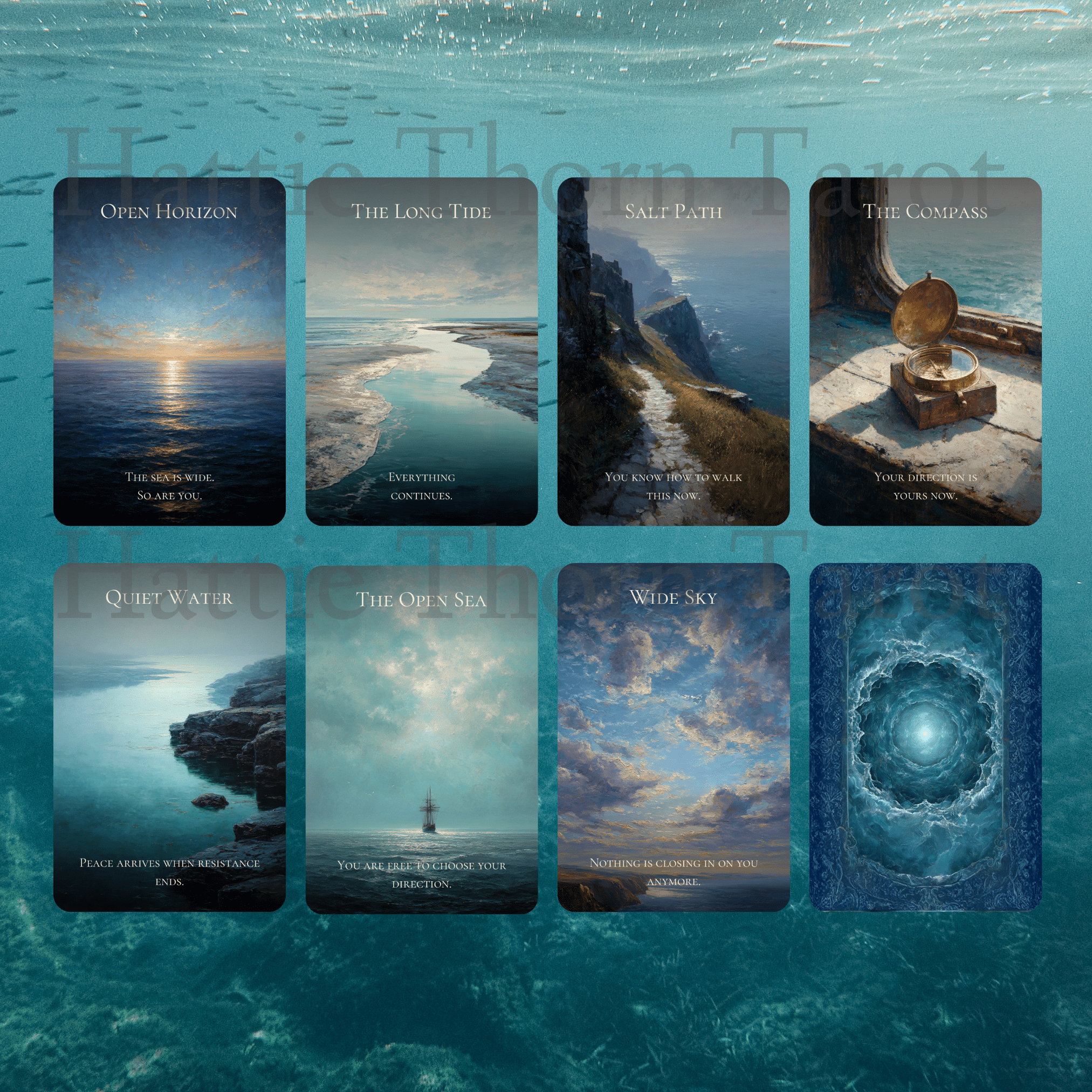 Enchanted Shores Tarot & Oracle 🌊 A complete ocean divination set of story, truth, and intuitive depth - Hattie Thorn Tarot