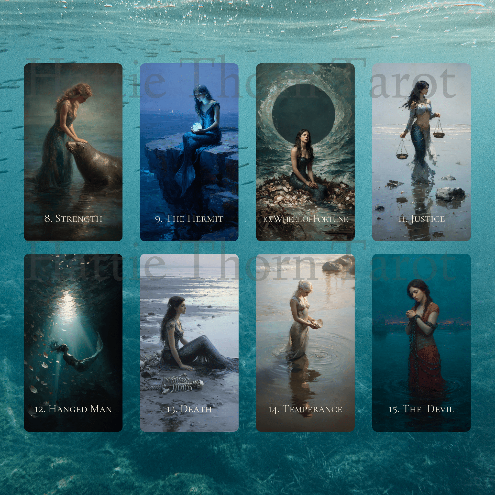 Enchanted Shores Tarot & Oracle 🌊 A complete ocean divination set of story, truth, and intuitive depth - Hattie Thorn Tarot