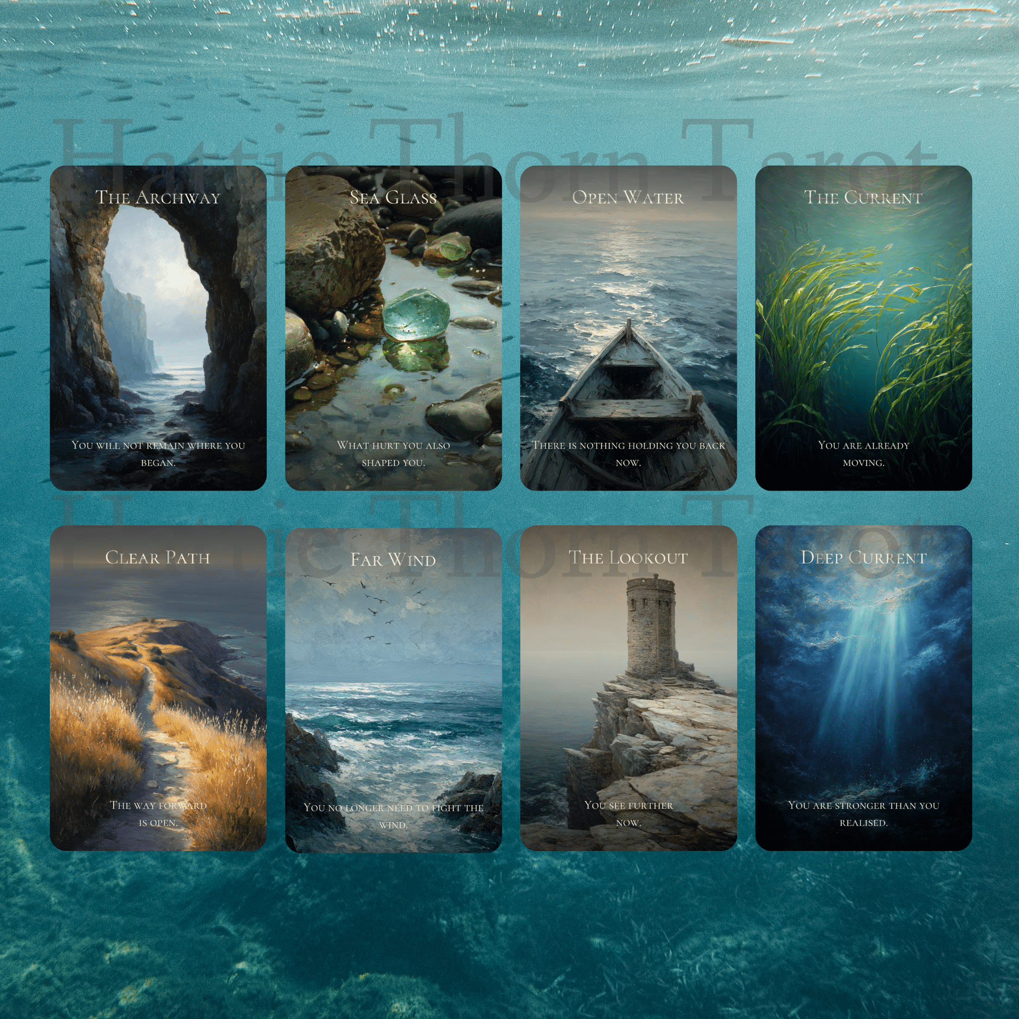 Enchanted Shores Tarot & Oracle 🌊 A complete ocean divination set of story, truth, and intuitive depth - Hattie Thorn Tarot