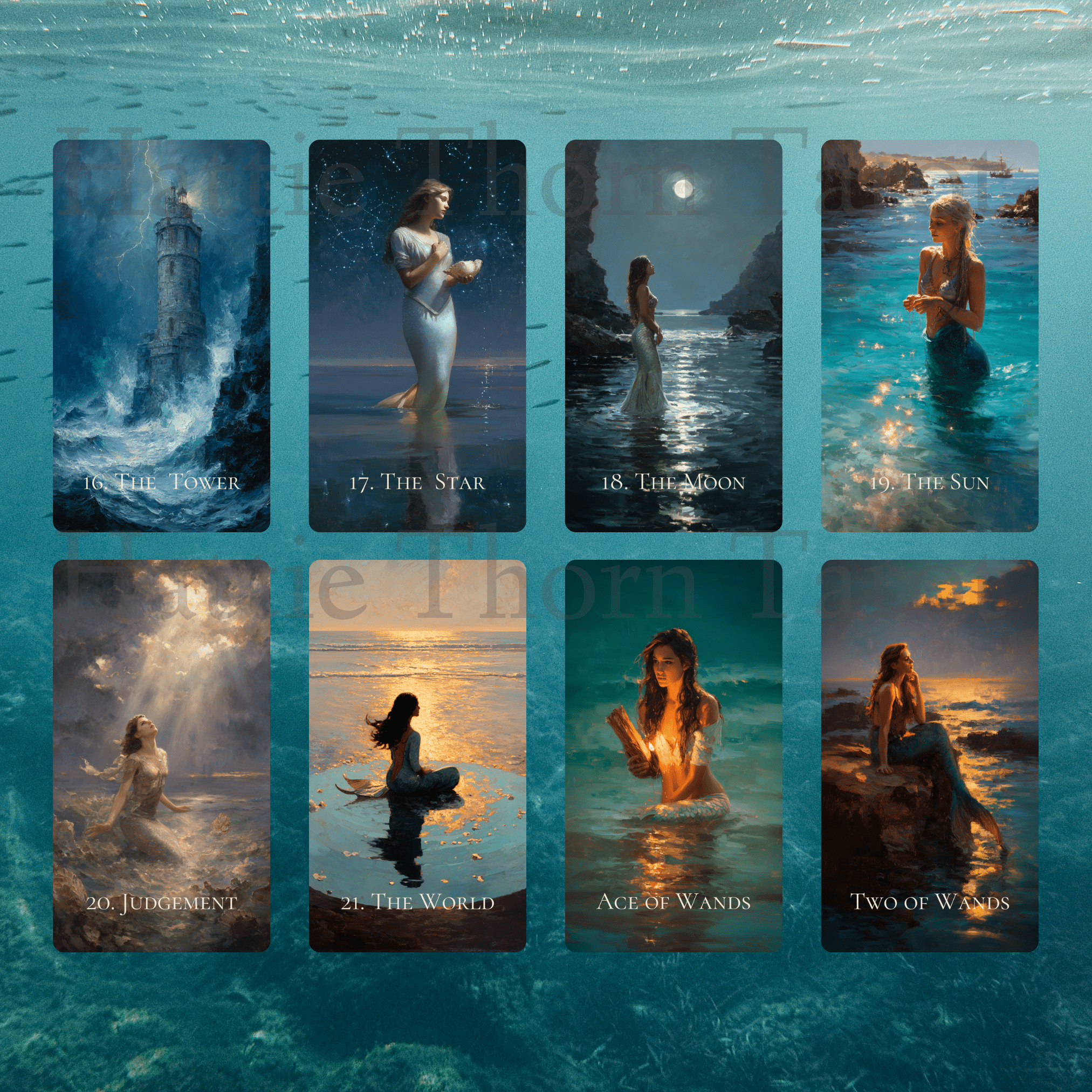 Enchanted Shores Tarot & Oracle 🌊 A complete ocean divination set of story, truth, and intuitive depth - Hattie Thorn Tarot