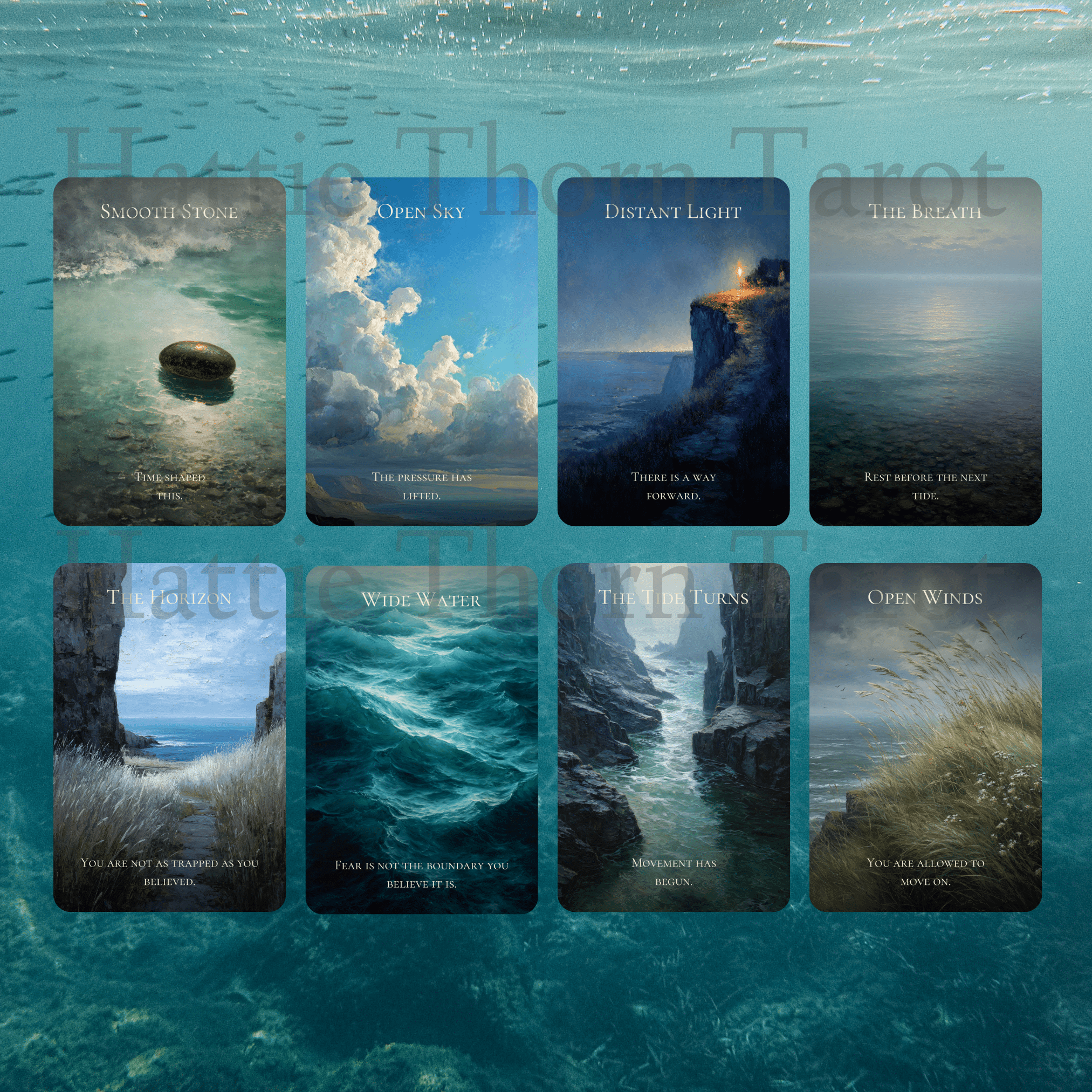 Enchanted Shores Tarot & Oracle 🌊 A complete ocean divination set of story, truth, and intuitive depth - Hattie Thorn Tarot