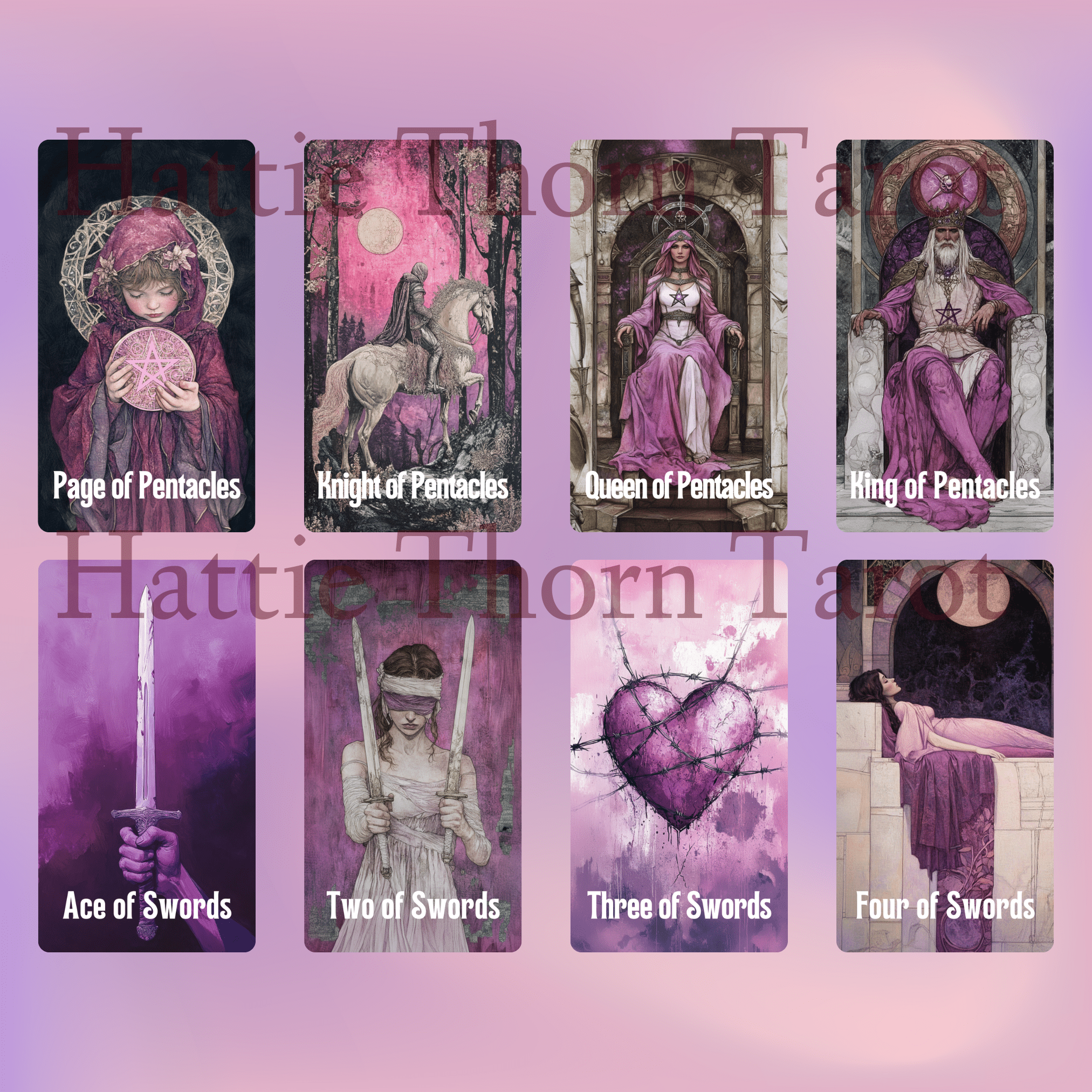 Enchanted Veil Tarot & Oracle Bundle 👁‍🗨 A delicate 2 - deck set of pastel insight, hidden truths, and gentle enchantment - Hattie Thorn Tarot