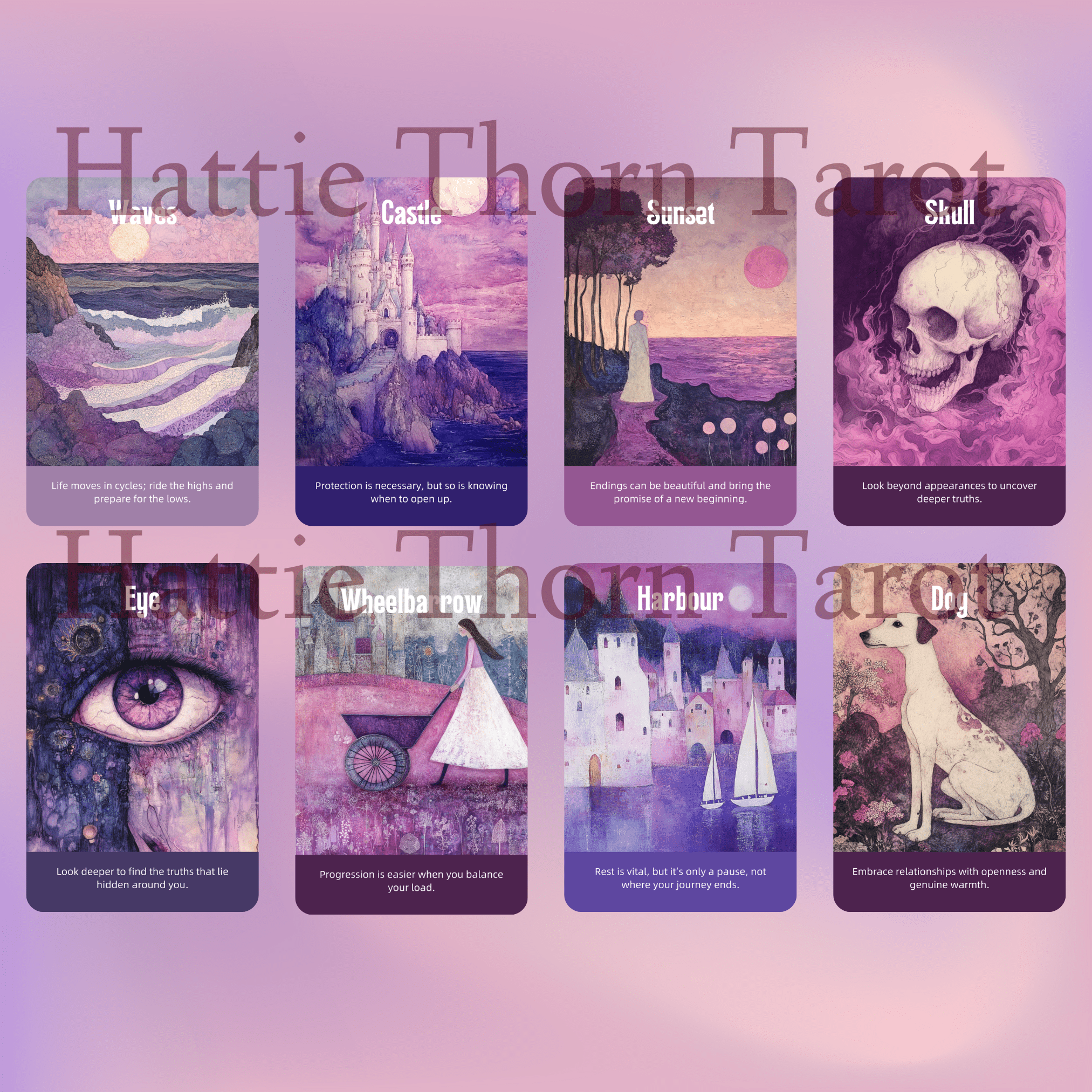 Enchanted Veil Tarot & Oracle Bundle 👁‍🗨 A delicate 2 - deck set of pastel insight, hidden truths, and gentle enchantment - Hattie Thorn Tarot
