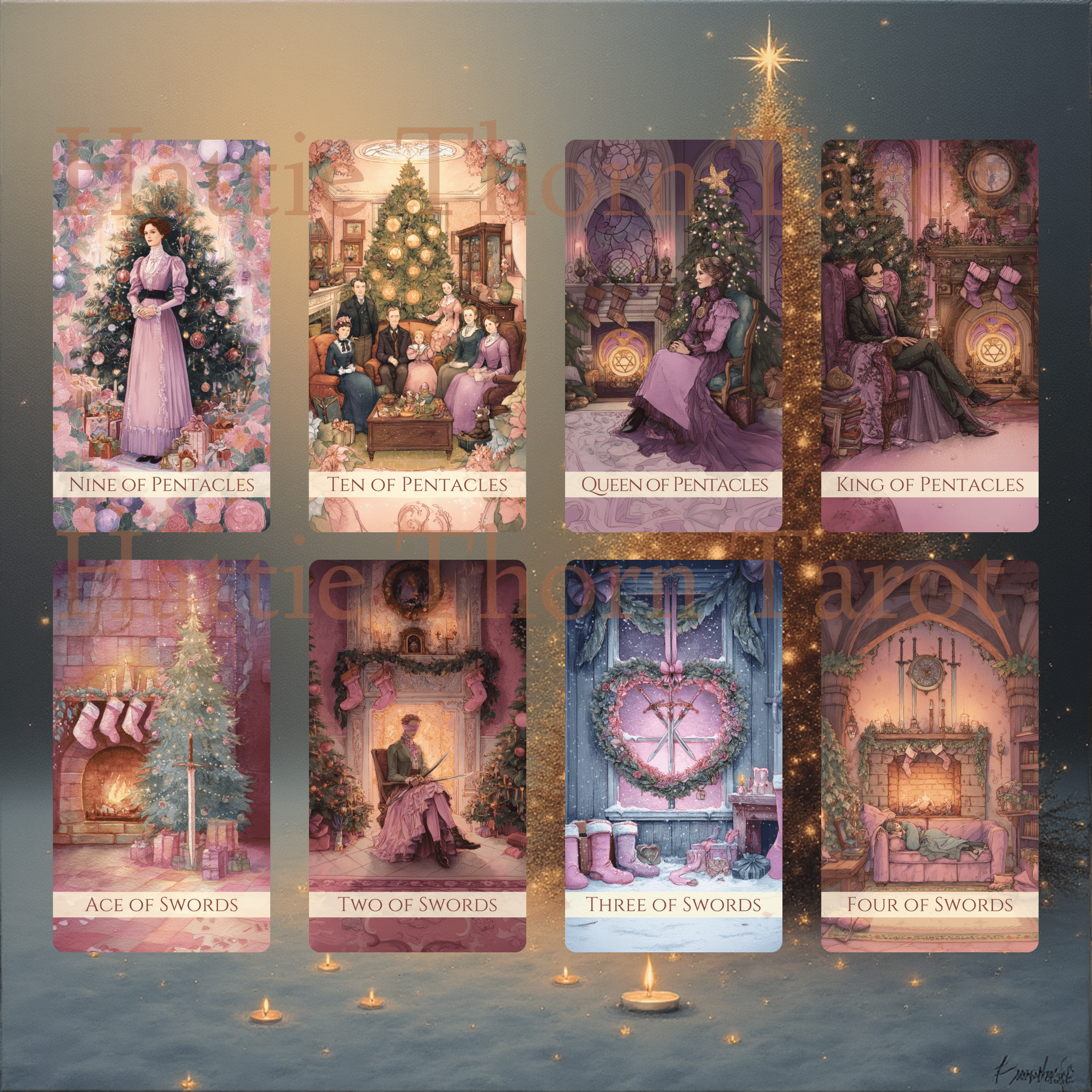 🎄 Festive Hearth Tarot 🎄 — Candlelight Readings by the Glow of a Victorian Christmas Fire - Hattie Thorn Tarot