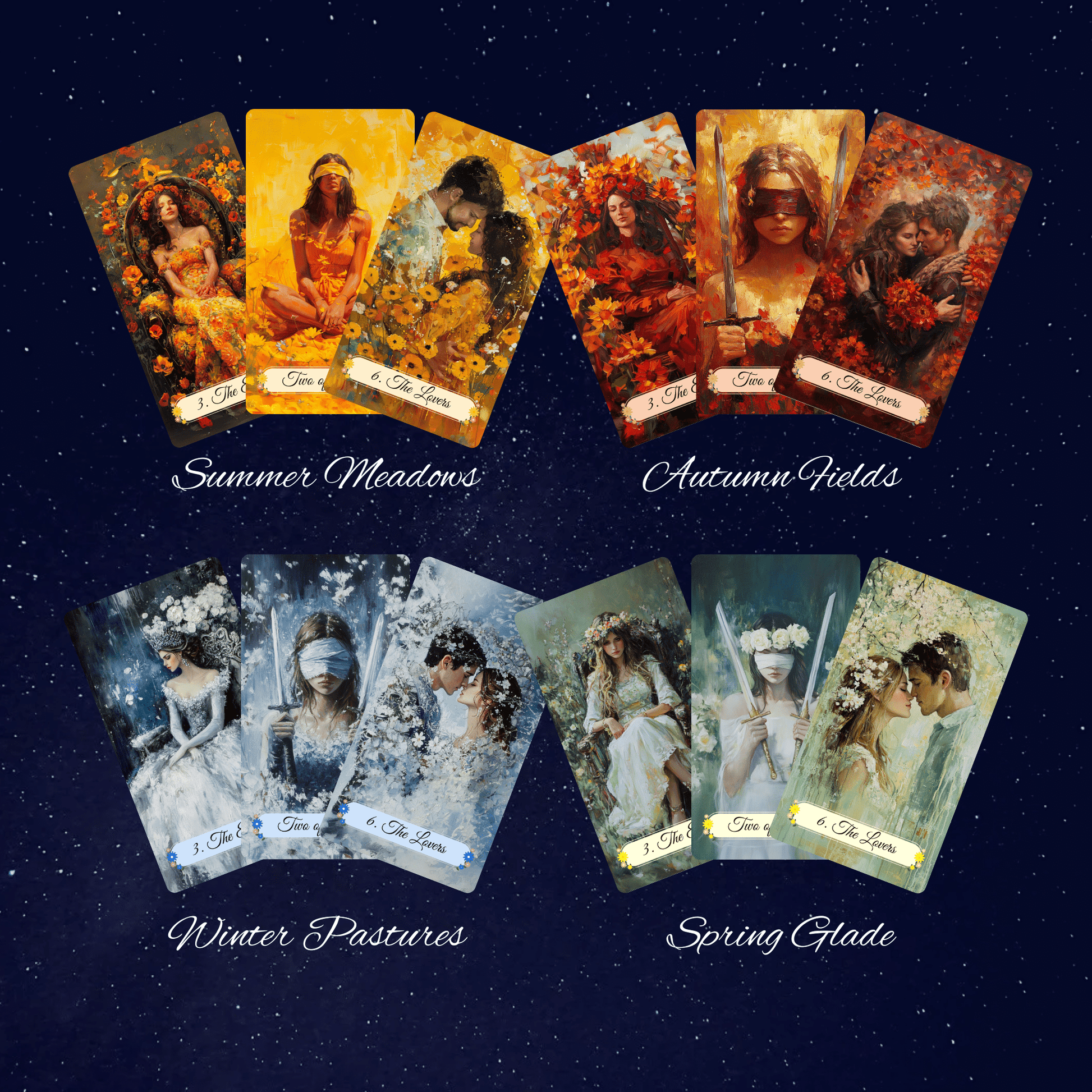 Four Seasons of Tarot – Complete Collection 🍃 A 4 - deck tarot journey through the year, inspired by the beauty of each season - Hattie Thorn Tarot