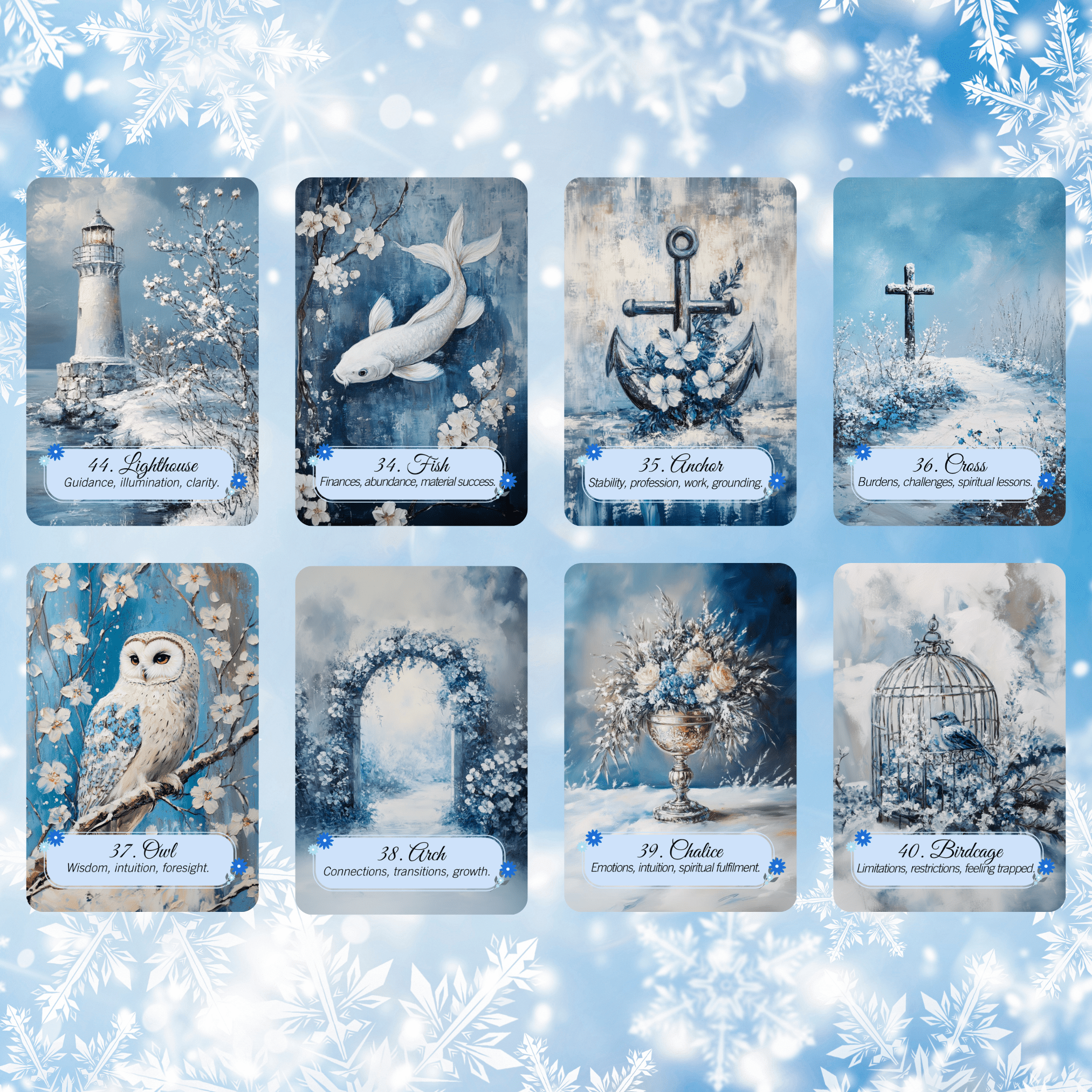 Four Seasons of Tarot – Lenormand Collection 🍃 A four - deck Lenormand set that follows the turning wheel of the year in painterly beauty - Hattie Thorn Tarot