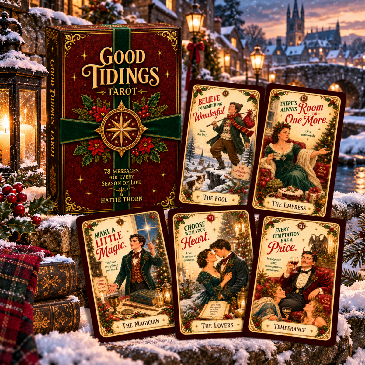 Good Tidings Tarot 🎄 A 78-card vintage Christmas deck of timeless wisdom, festive magic and guidance for every season - Hattie Thorn Tarot