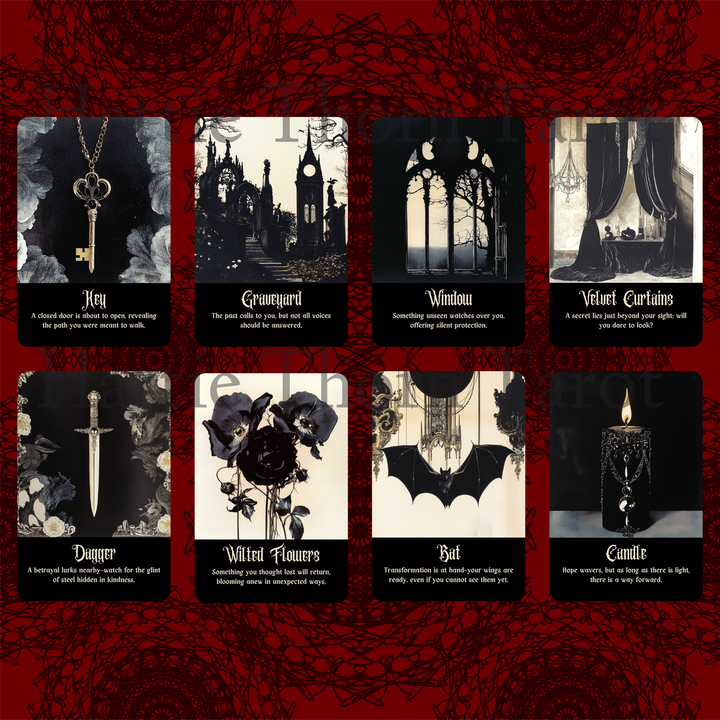 Gothic Dawn Oracle 🕯️ A 50 - card oracle deck of sorrow, silence, and shadowed intuition - Hattie Thorn Tarot