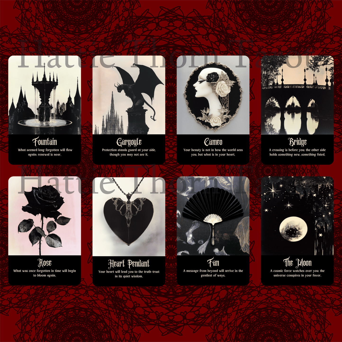 Gothic Dawn Oracle 🕯️ A 50 - card oracle deck of sorrow, silence, and shadowed intuition - Hattie Thorn Tarot