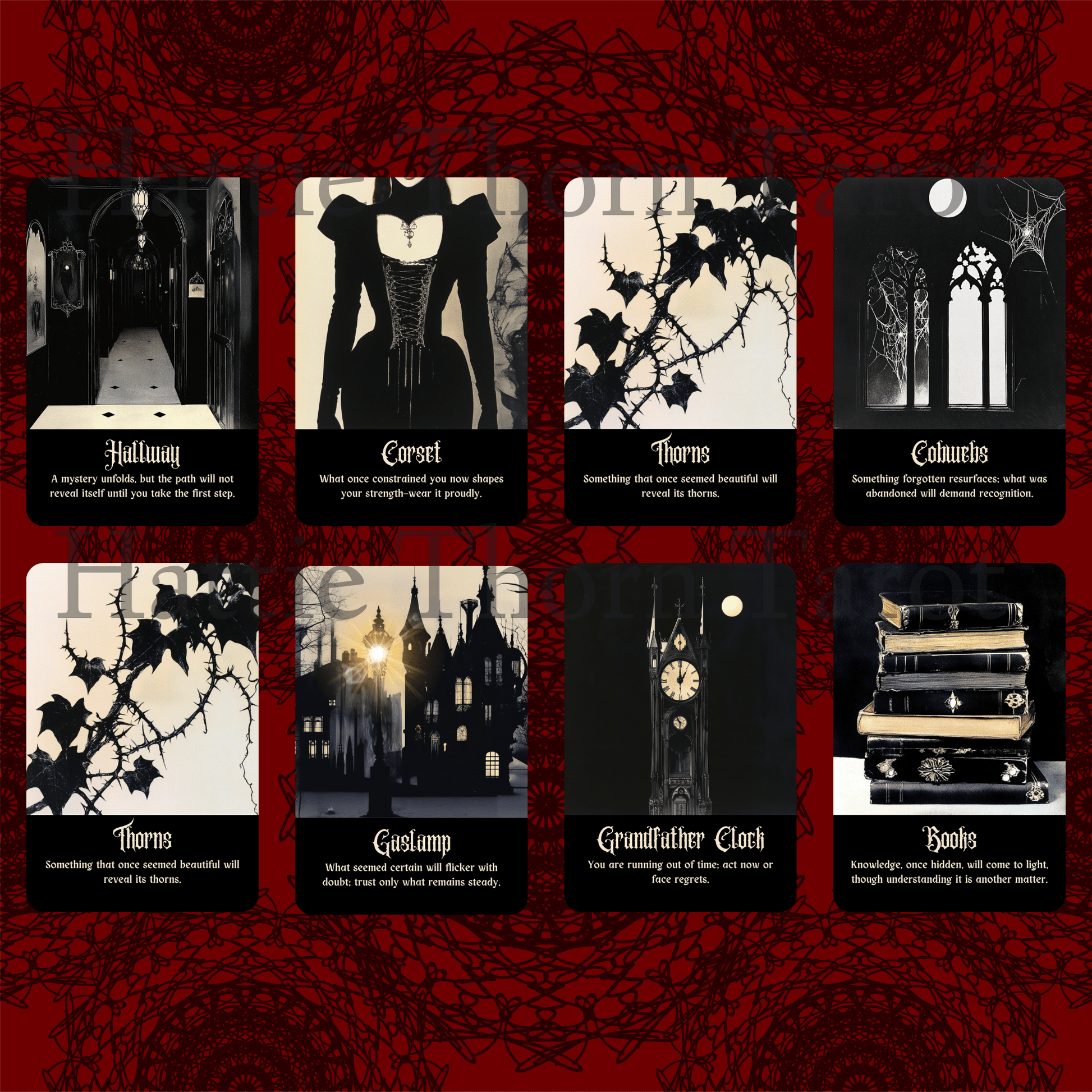Gothic Dawn Tarot & Oracle Bundle 🕯️ A 2 - deck set of faded lace, velvet shadows, and solemn Victorian prophecy - Hattie Thorn Tarot
