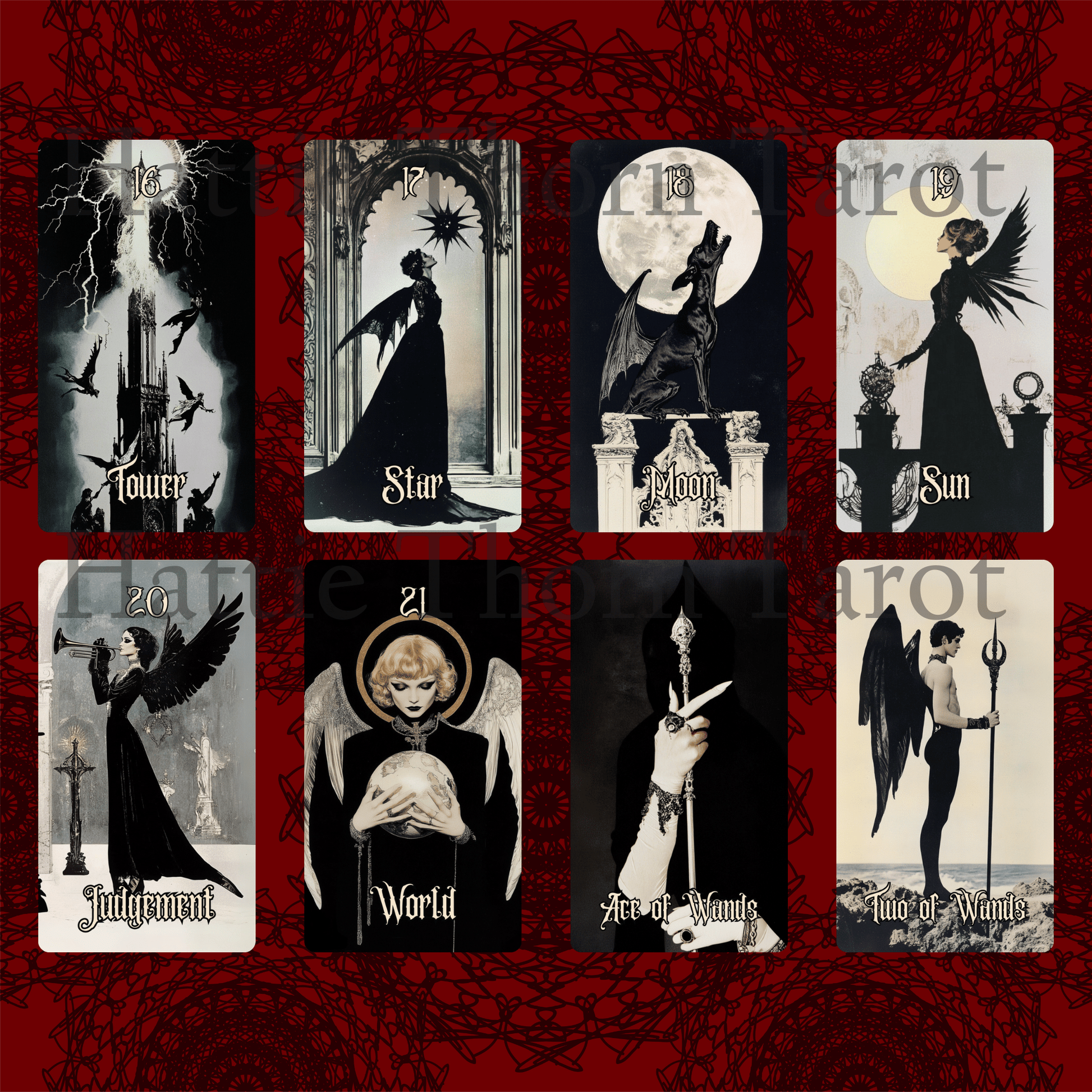 Gothic Dawn Tarot & Oracle Bundle 🕯️ A 2 - deck set of faded lace, velvet shadows, and solemn Victorian prophecy - Hattie Thorn Tarot