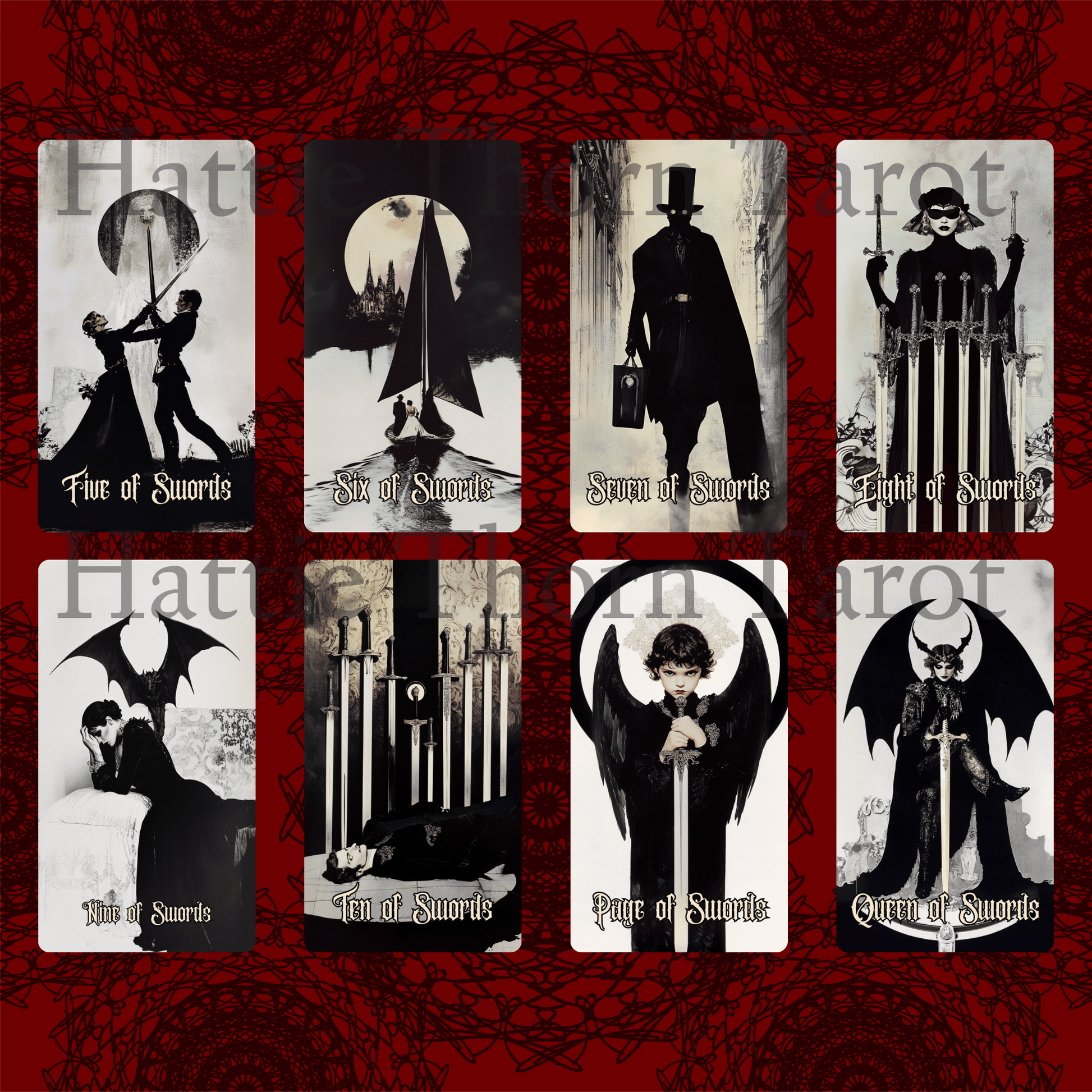 Gothic Dawn Tarot & Oracle Bundle 🕯️ A 2 - deck set of faded lace, velvet shadows, and solemn Victorian prophecy - Hattie Thorn Tarot