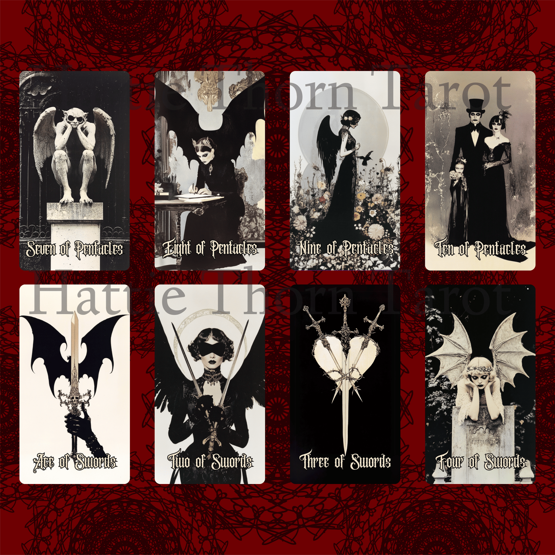 Gothic Dawn Tarot & Oracle Bundle 🕯️ A 2 - deck set of faded lace, velvet shadows, and solemn Victorian prophecy - Hattie Thorn Tarot