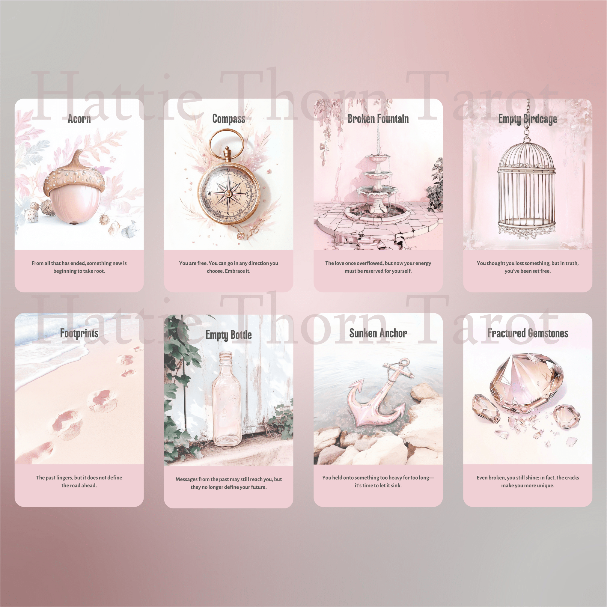 Heartbreak Oracle 💔 A 50 - card oracle deck for release, reflection, and reclaiming your heart - Hattie Thorn Tarot