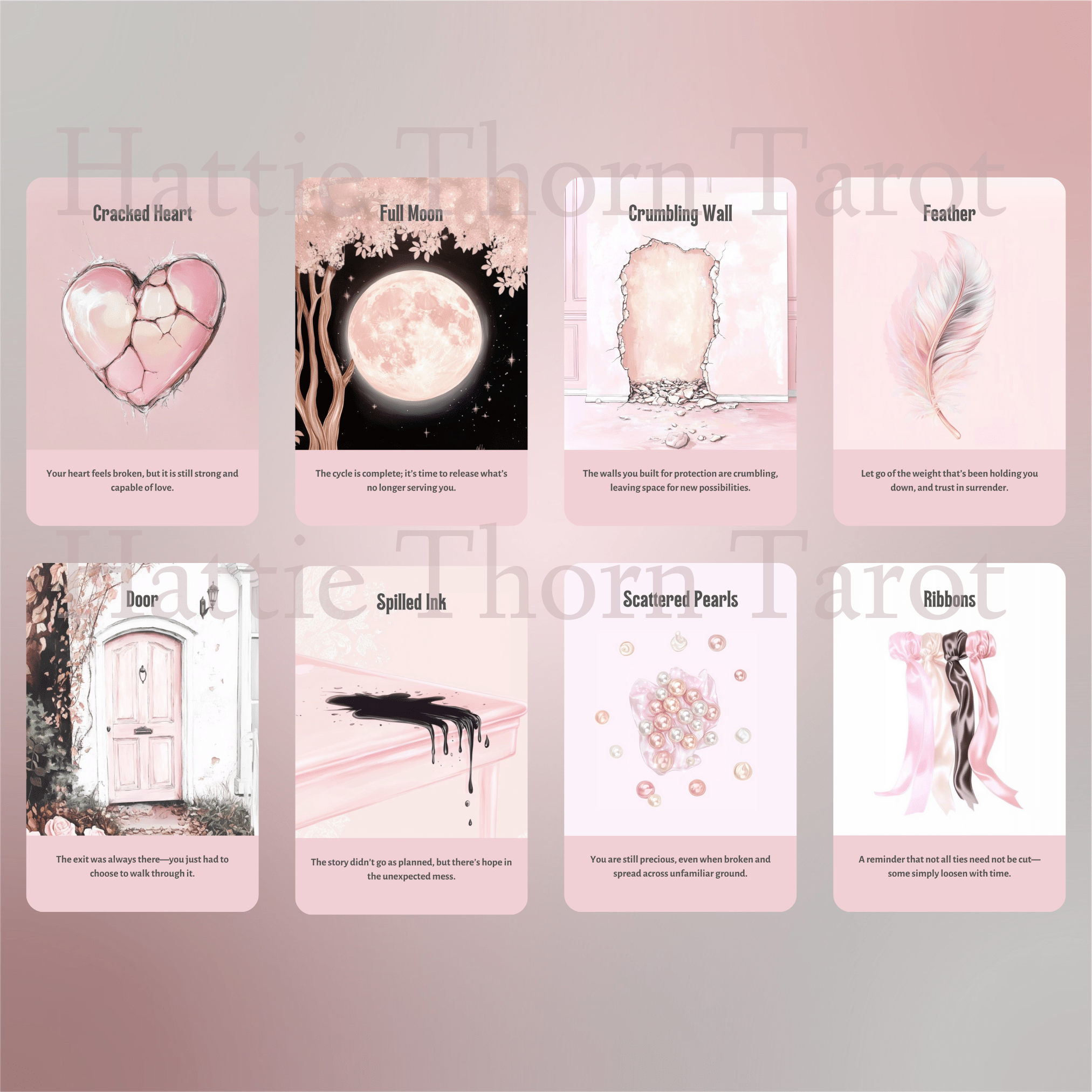 Heartbreak Oracle 💔 A 50 - card oracle deck for release, reflection, and reclaiming your heart - Hattie Thorn Tarot