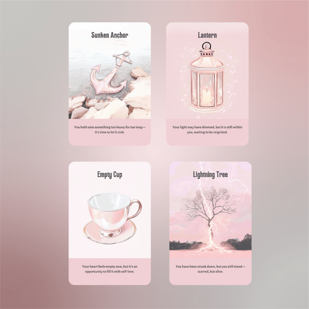 Heartbreak Oracle 💔 A 50 - card oracle deck for release, reflection, and reclaiming your heart - Hattie Thorn Tarot