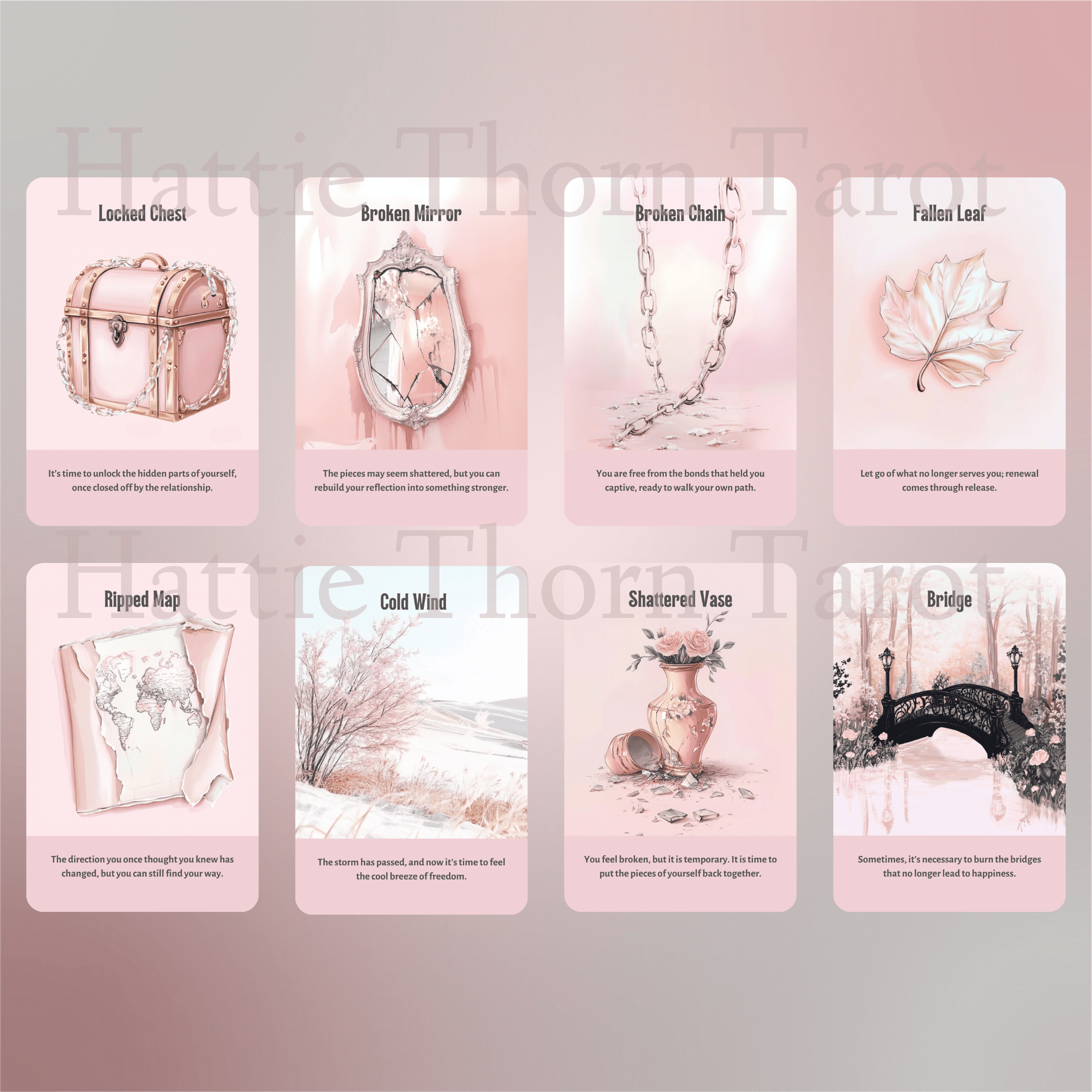 Heartbreak Oracle 💔 A 50 - card oracle deck for release, reflection, and reclaiming your heart - Hattie Thorn Tarot