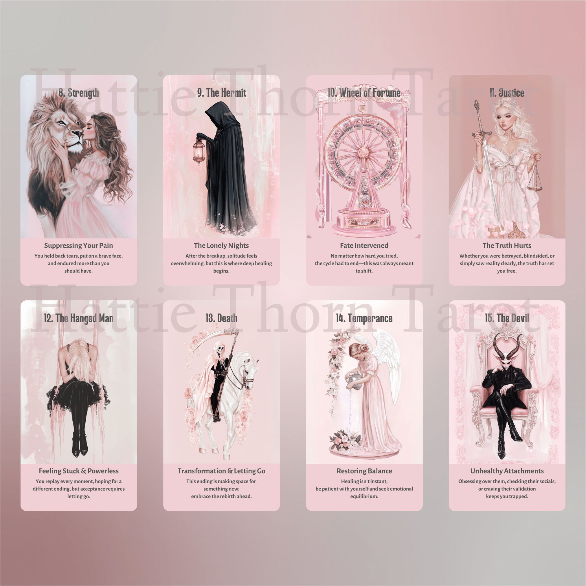 Heartbreak Tarot 💔 A 78 - card deck for navigating love lost, painful truths, and emotional rebirth - Hattie Thorn Tarot