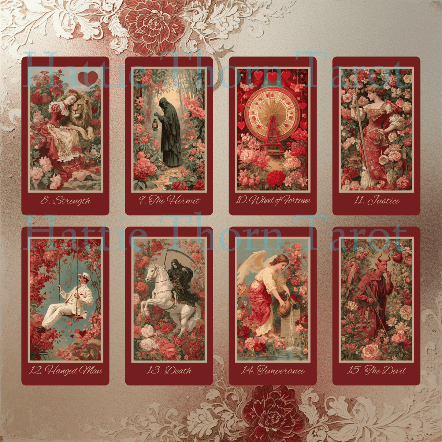 Hearts of Devotion Tarot ❤️ A vintage - inspired tarot deck steeped in romance, longing, and Victorian sentiment - Hattie Thorn Tarot