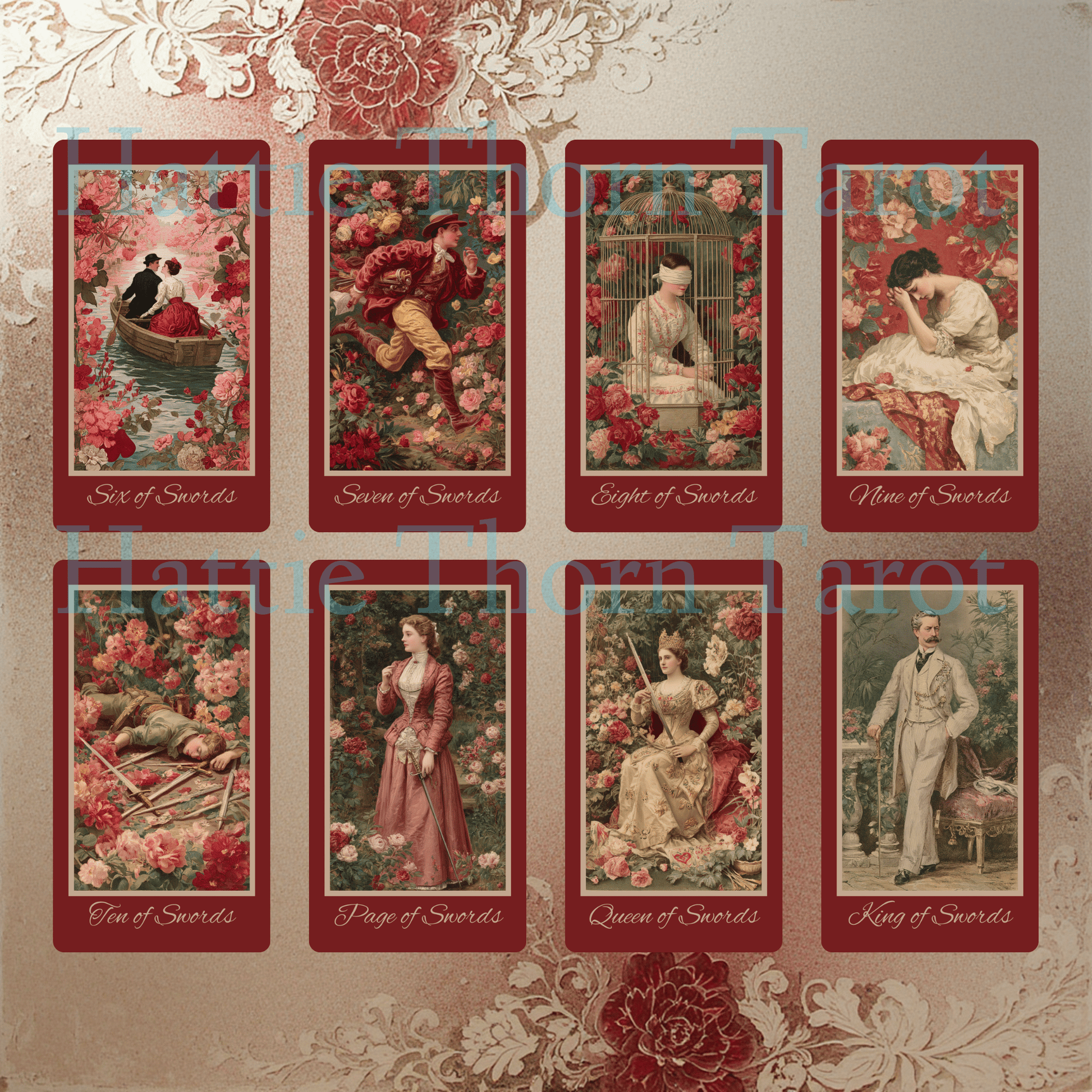 Hearts of Devotion Tarot ❤️ A vintage - inspired tarot deck steeped in romance, longing, and Victorian sentiment - Hattie Thorn Tarot