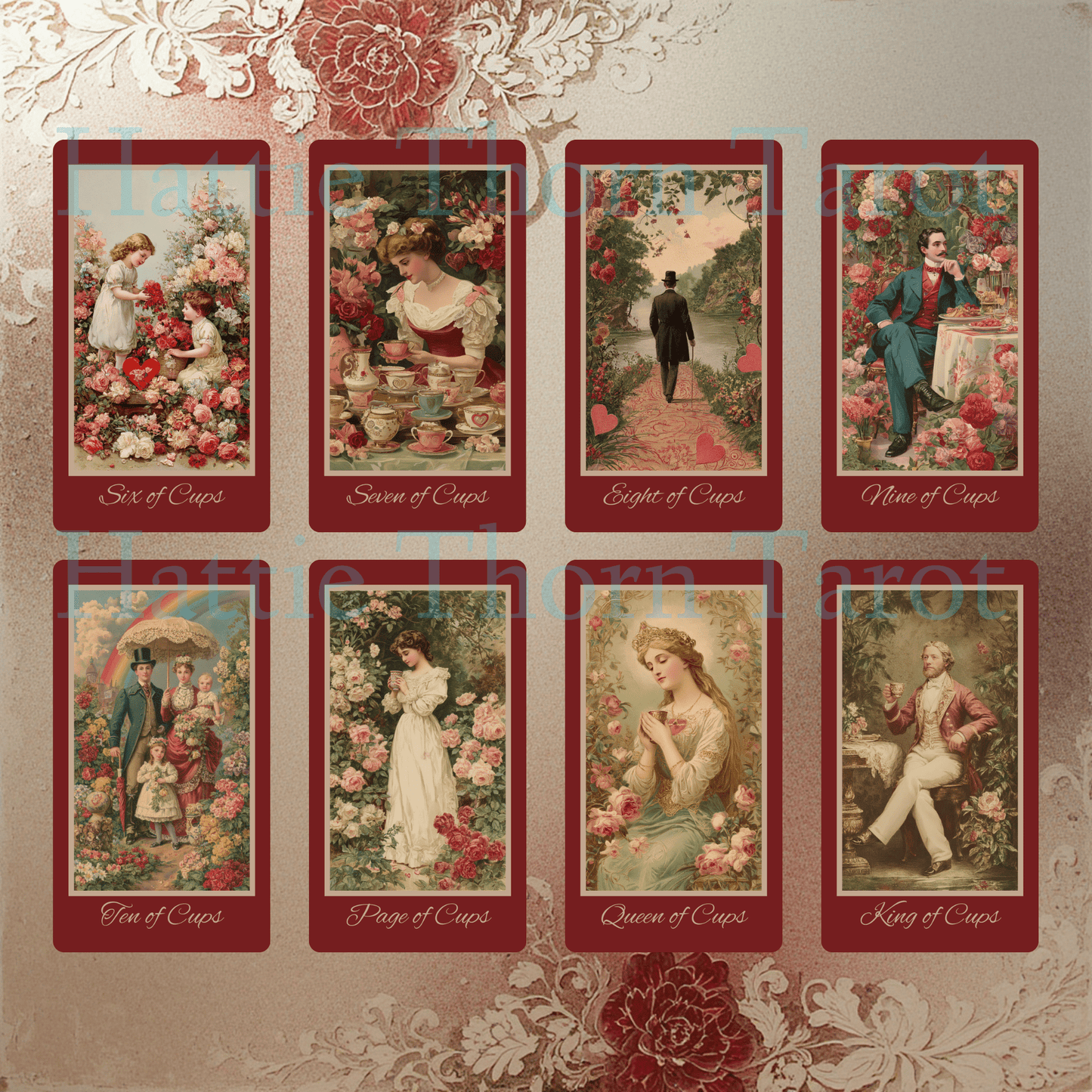 Hearts of Devotion Tarot ❤️ A vintage - inspired tarot deck steeped in romance, longing, and Victorian sentiment - Hattie Thorn Tarot