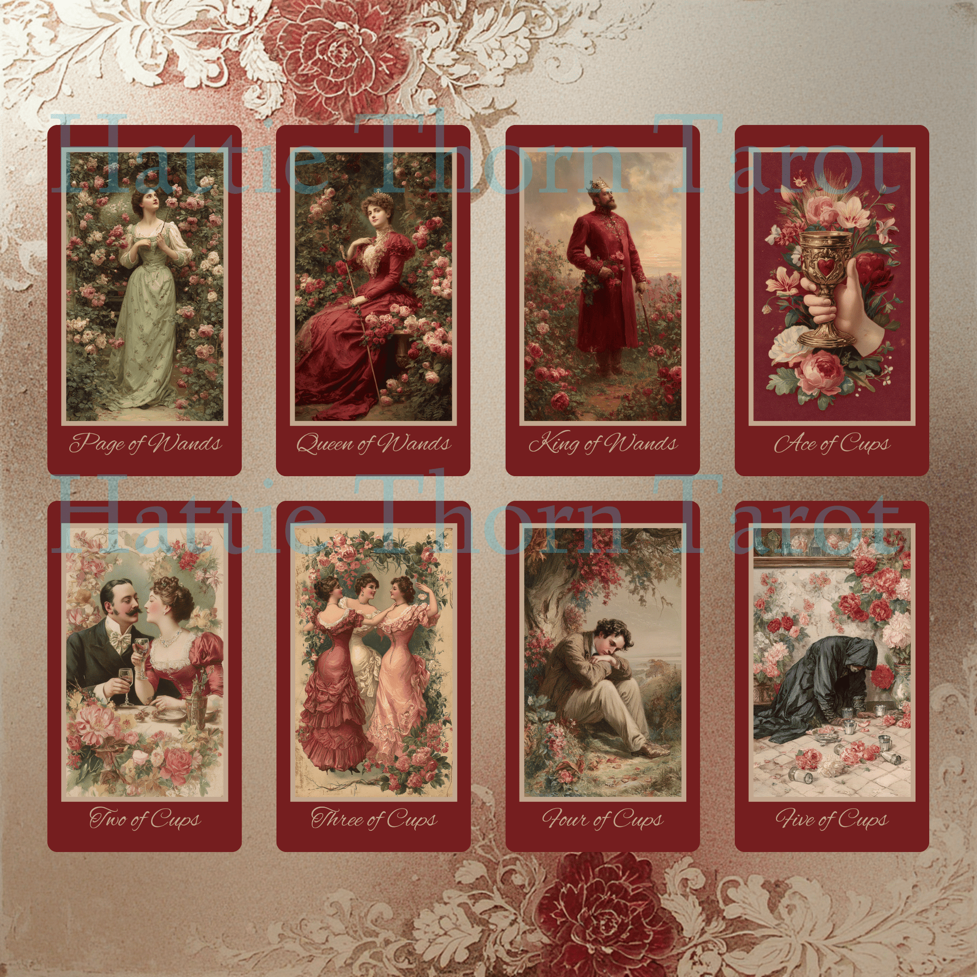 Hearts of Devotion Tarot ❤️ A vintage - inspired tarot deck steeped in romance, longing, and Victorian sentiment - Hattie Thorn Tarot