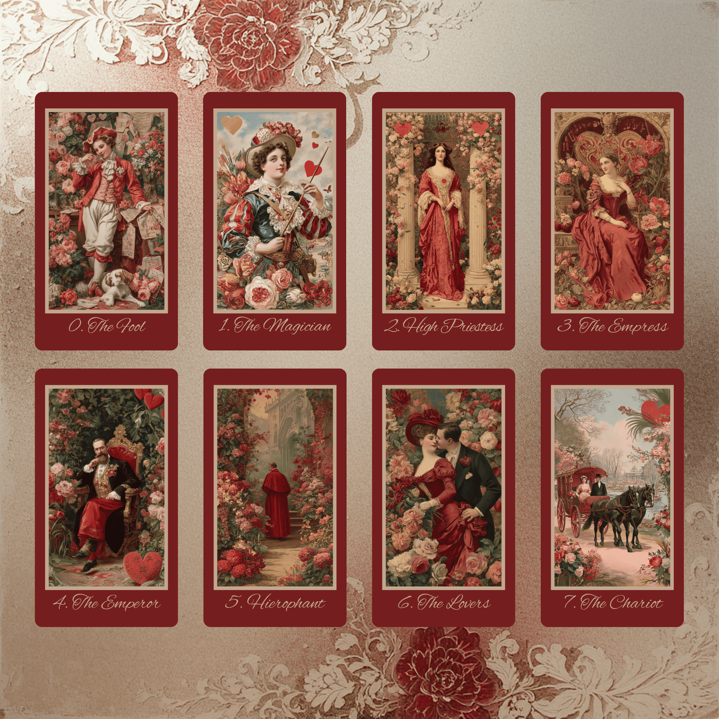 Hearts of Devotion Tarot ❤️ A vintage - inspired tarot deck steeped in romance, longing, and Victorian sentiment - Hattie Thorn Tarot