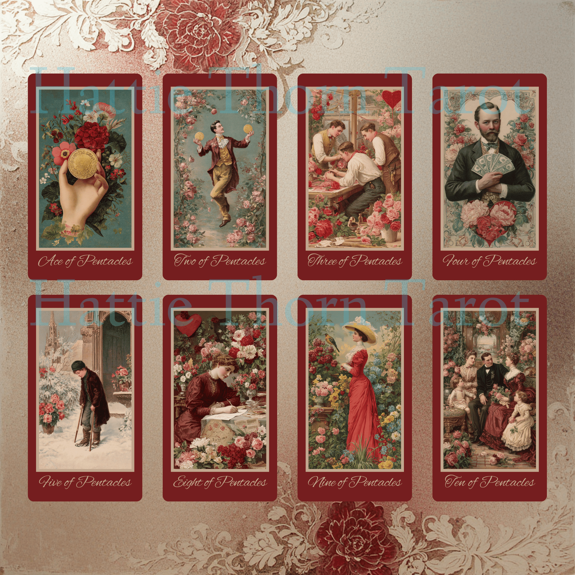 Hearts of Devotion Tarot ❤️ A vintage - inspired tarot deck steeped in romance, longing, and Victorian sentiment - Hattie Thorn Tarot