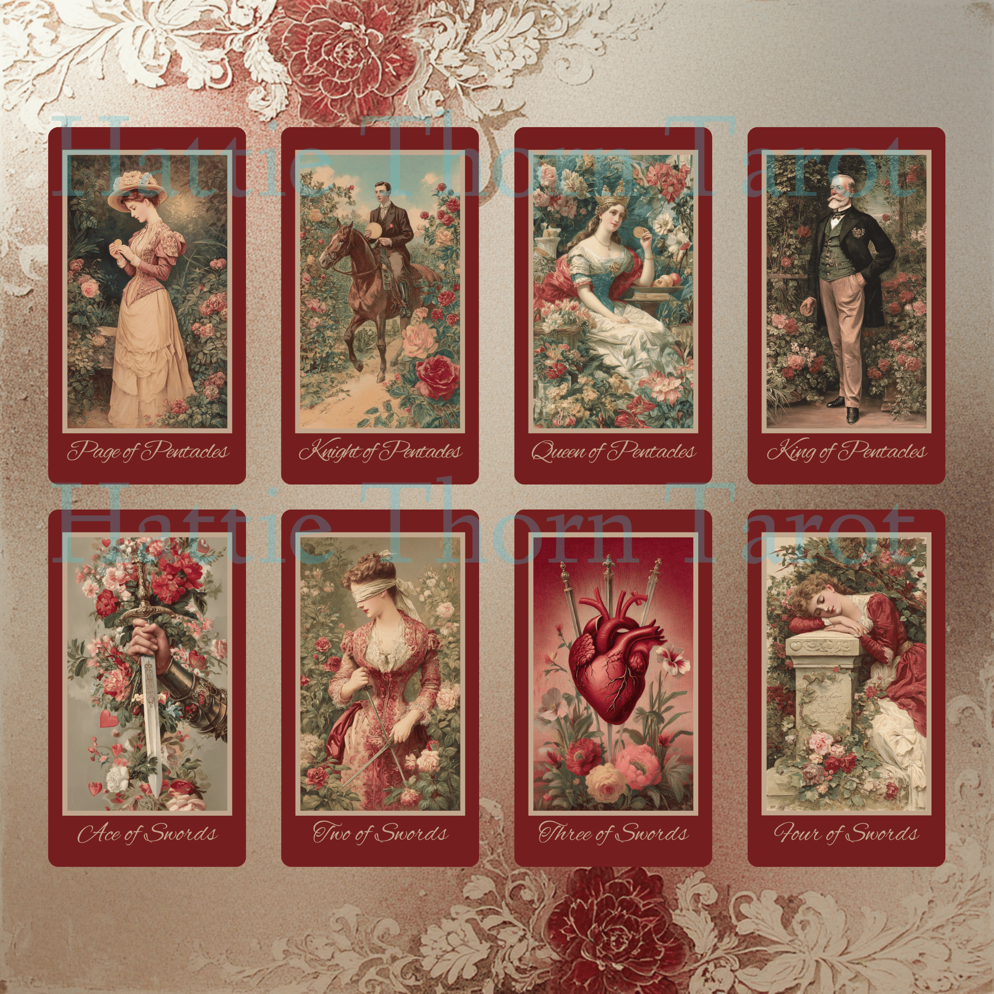 Hearts of Devotion Tarot ❤️ A vintage - inspired tarot deck steeped in romance, longing, and Victorian sentiment - Hattie Thorn Tarot