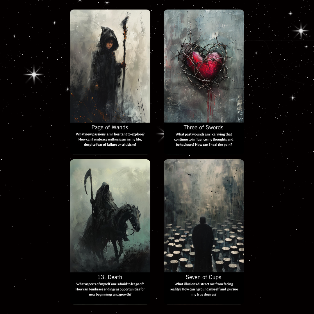 Inner Shadows Shadow Work Tarot. Original Design 78 Card Deck Based on Rider Waite including Shadow Work Explanations
