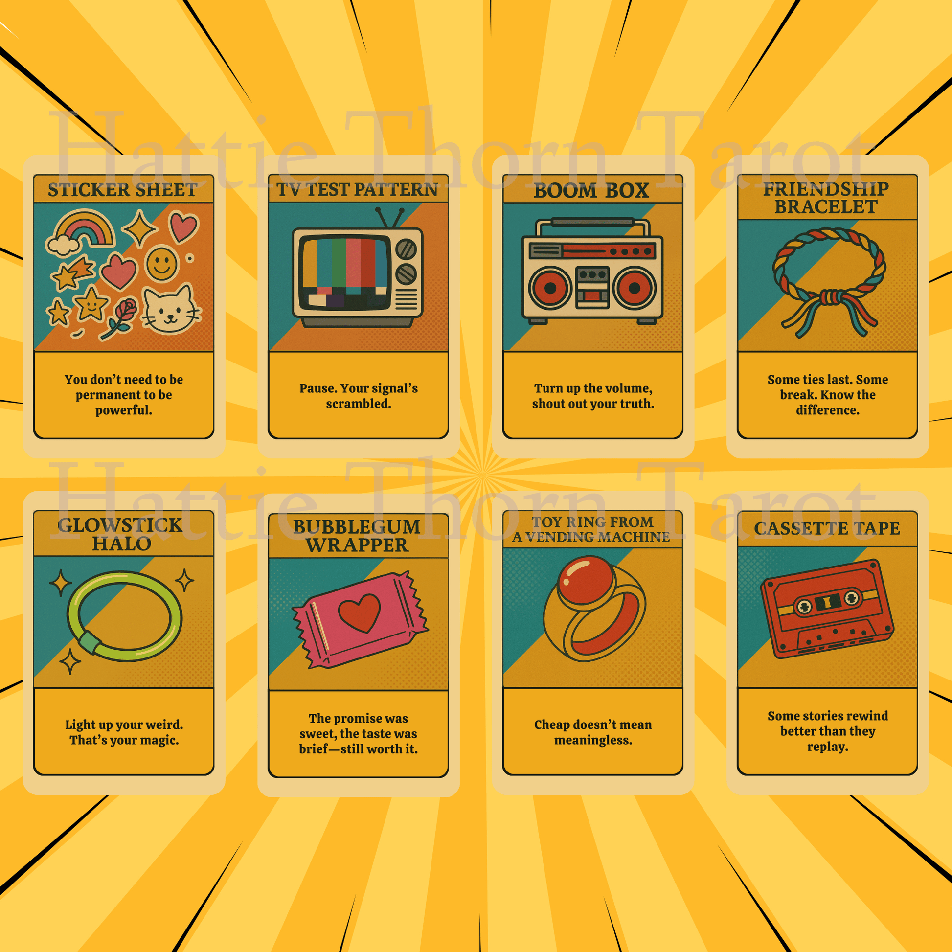 Kitsch Pop Oracle t 🛼 A bubblegum - bright oracle deck that tells it like it is—in lip gloss and glitter - Hattie Thorn Tarot