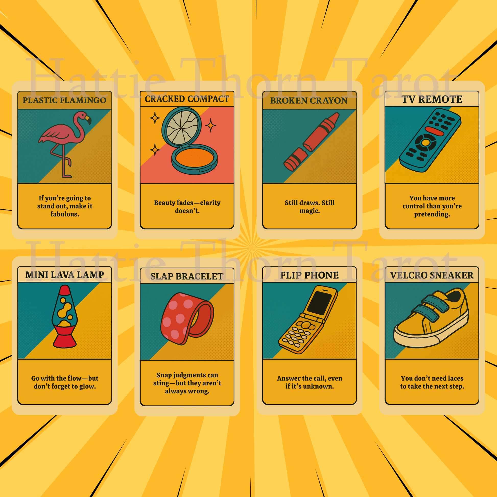 Kitsch Pop Oracle t 🛼 A bubblegum - bright oracle deck that tells it like it is—in lip gloss and glitter - Hattie Thorn Tarot