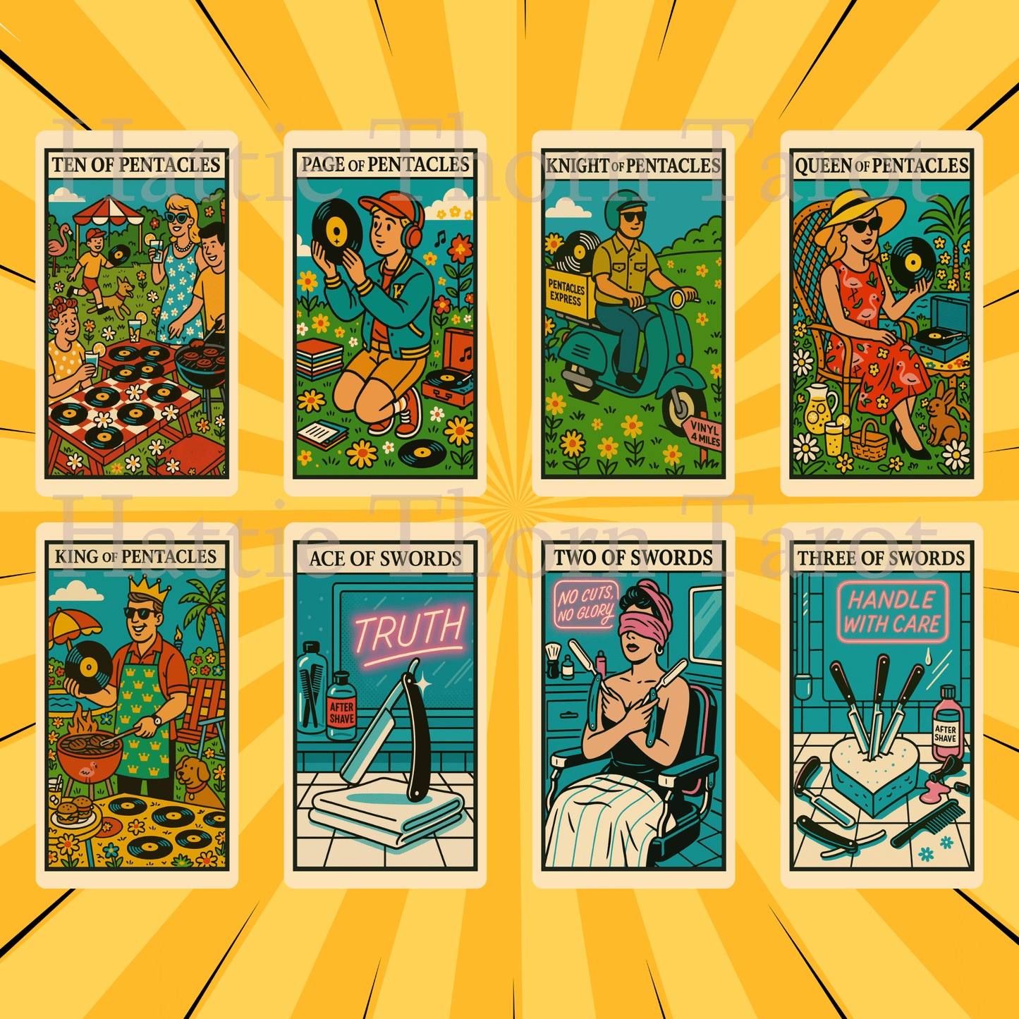 Kitsch Pop Tarot 🛼 A 78 - card fever dream of retro chaos, deep insight, and candy - coloured rebellion. - Hattie Thorn Tarot